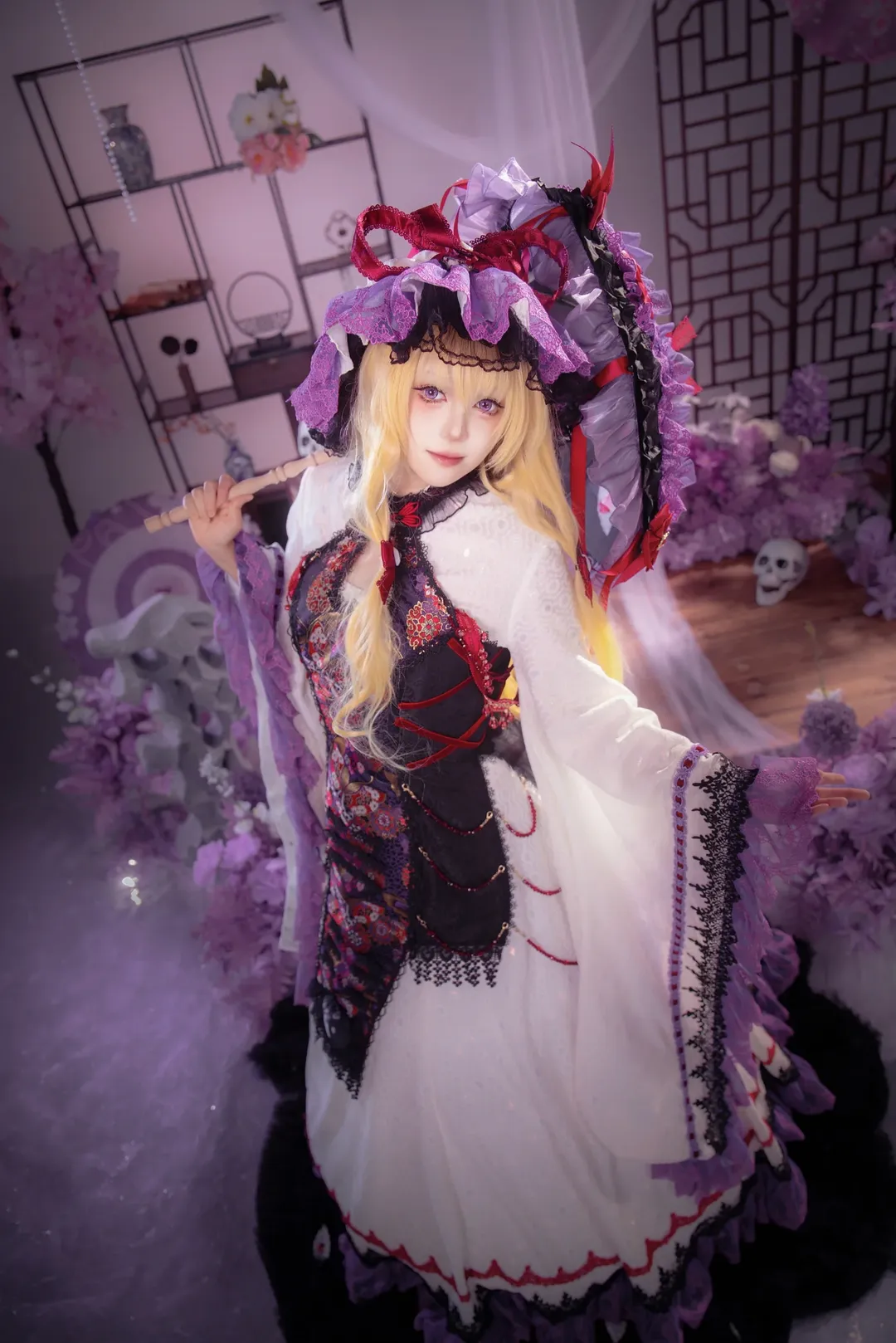 东方Project, cosplay正片, 东方幻想风, 八云紫cos, 紫蕾丝洋装 - 第5张