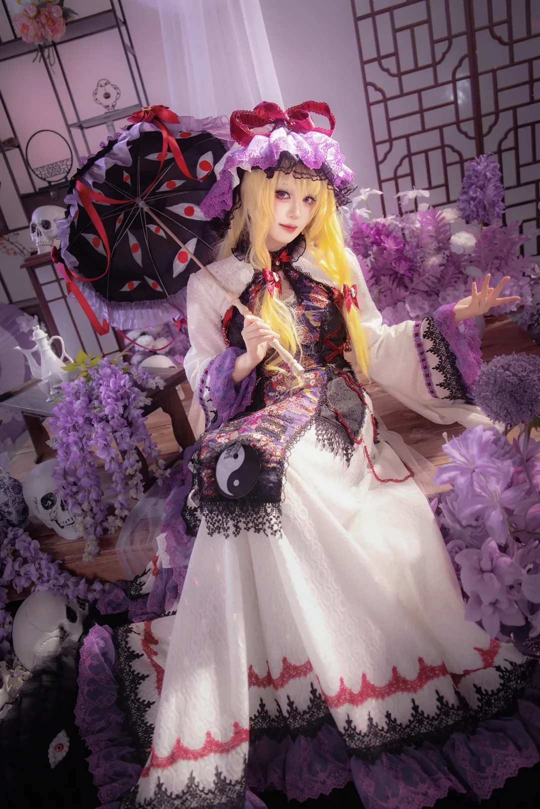 东方Project, cosplay正片, 东方幻想风, 八云紫cos, 紫蕾丝洋装 - 第7张