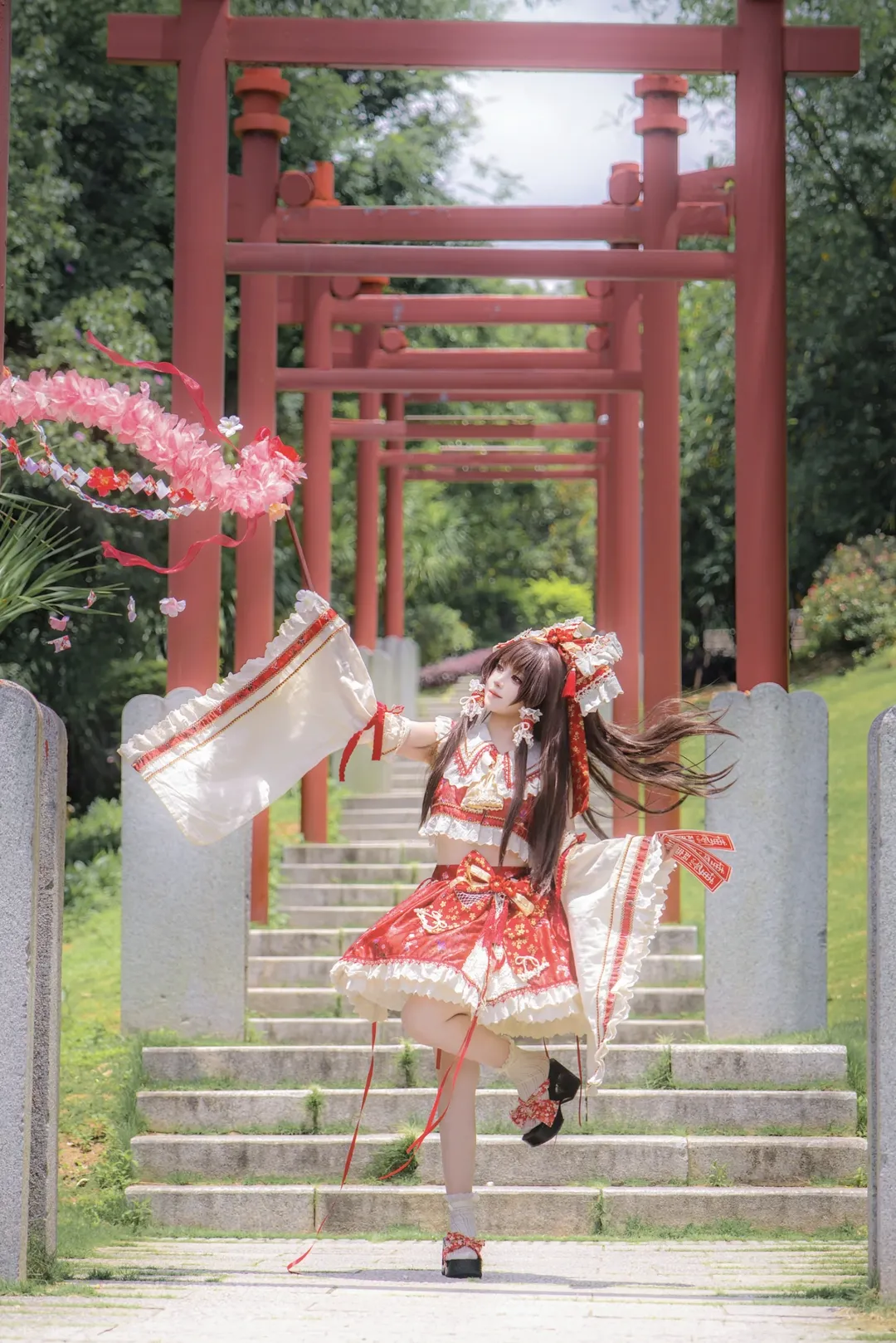 cosplay, 博丽灵梦cos, 东方Project, 巫女服, 高盖山 - 第1张