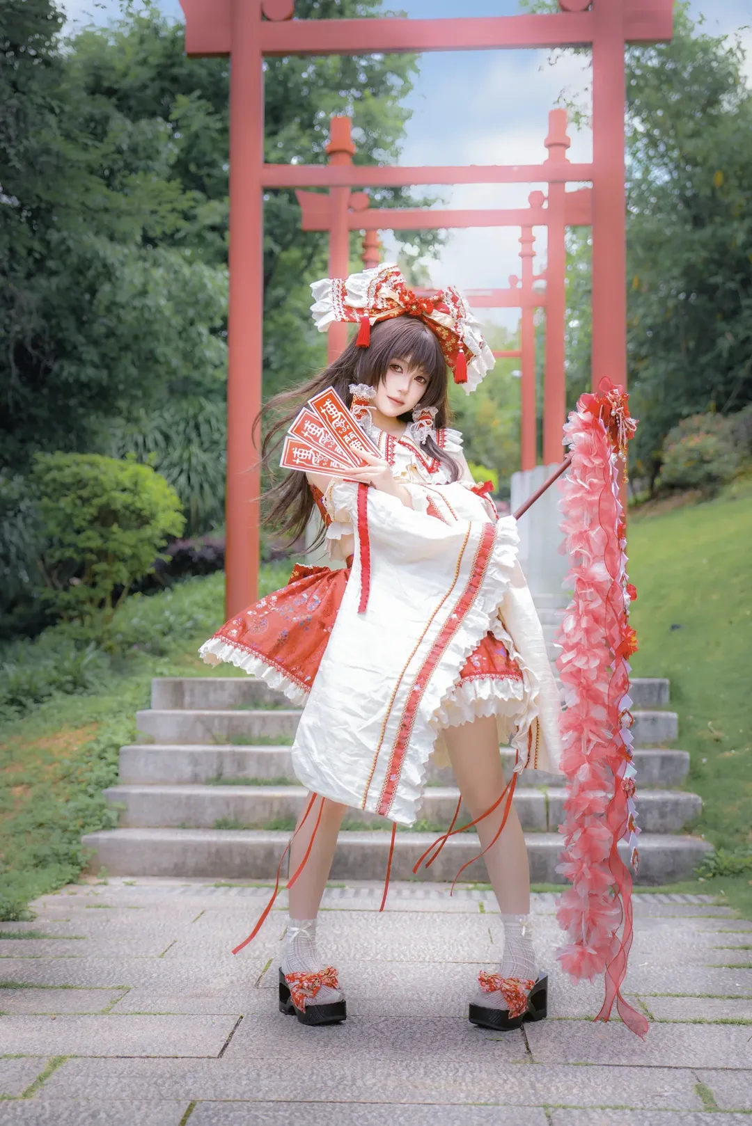 cosplay, 博丽灵梦cos, 东方Project, 巫女服, 高盖山