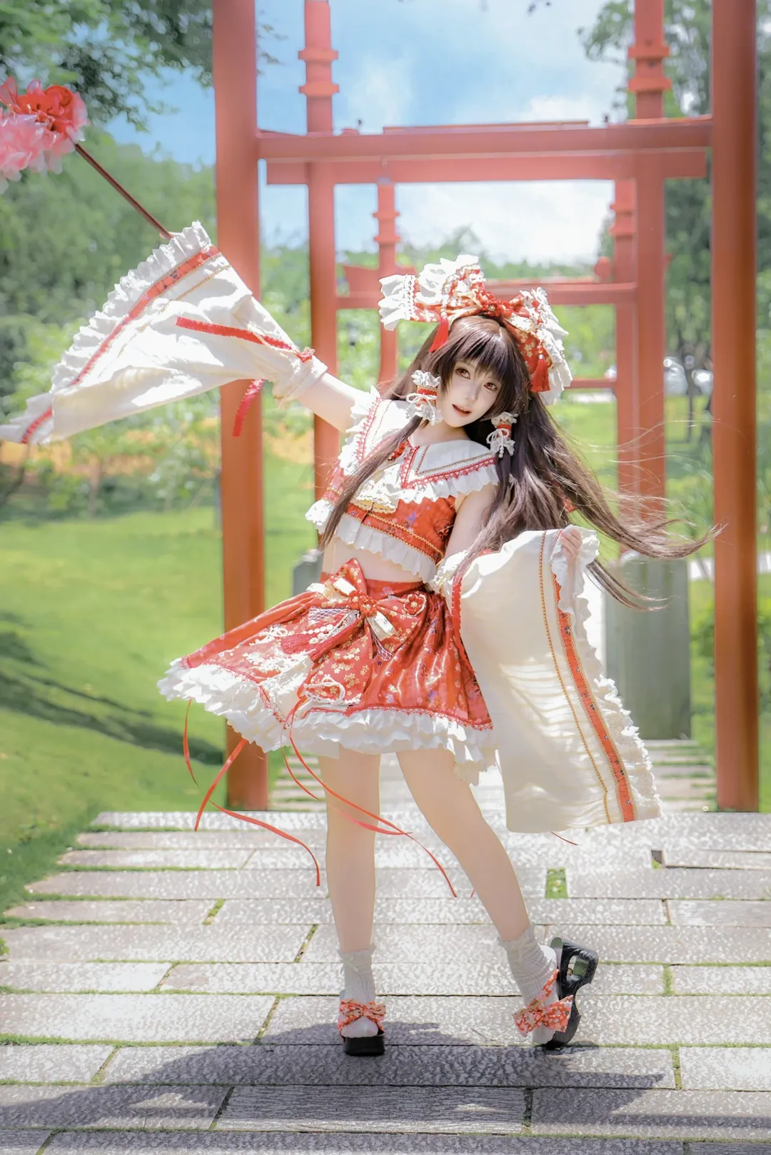 cosplay, 博丽灵梦cos, 东方Project, 巫女服, 高盖山 - 第3张