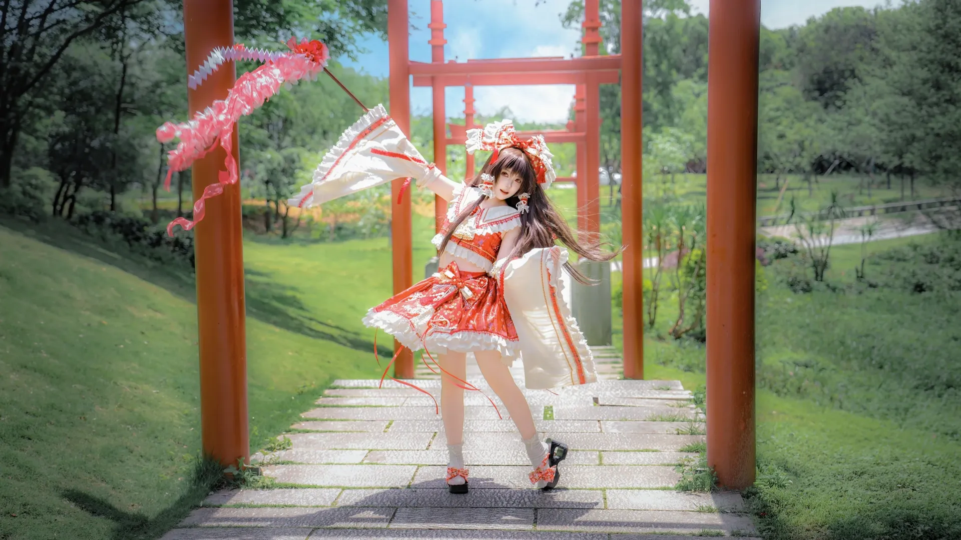 cosplay, 博丽灵梦cos, 东方Project, 巫女服, 高盖山 - 第4张