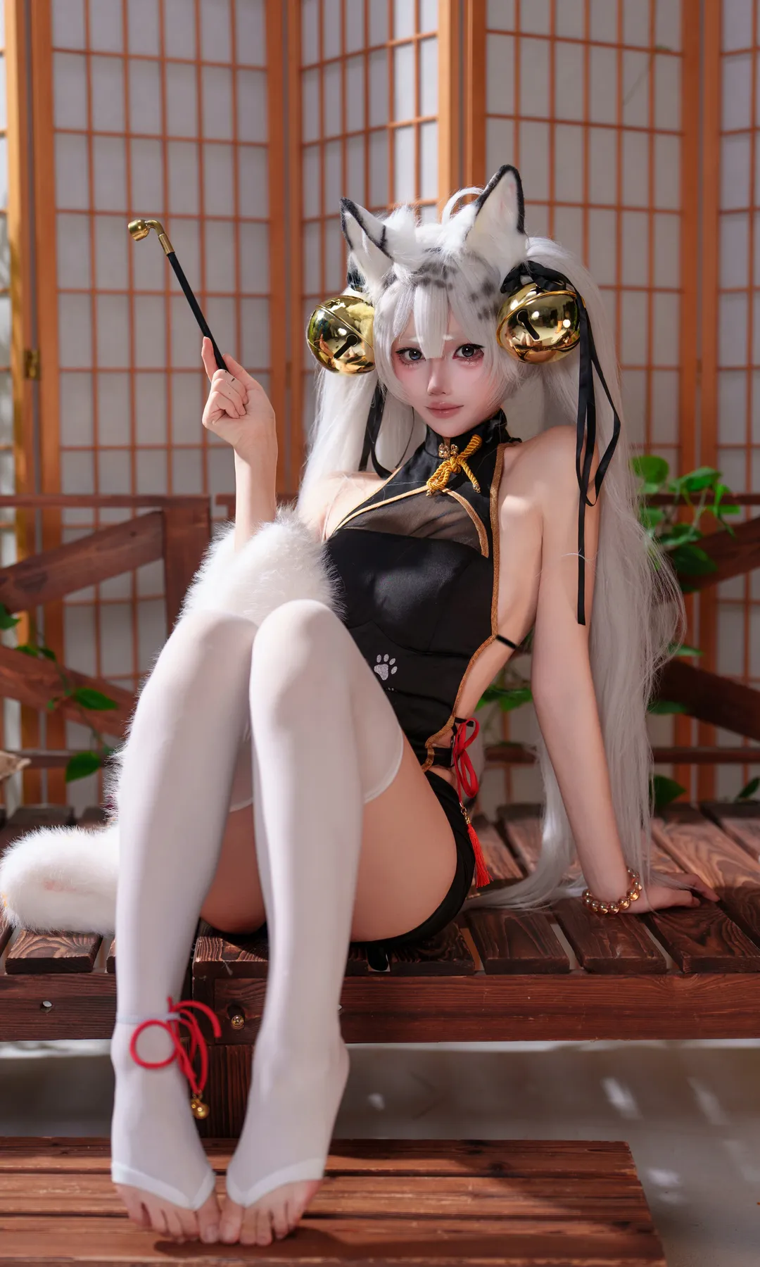 白虎娘 コスプレ, 虎嘯風生, 獣耳娘コスプレ, 和風スタジオ撮影, 獣娘撮影 - 1枚目