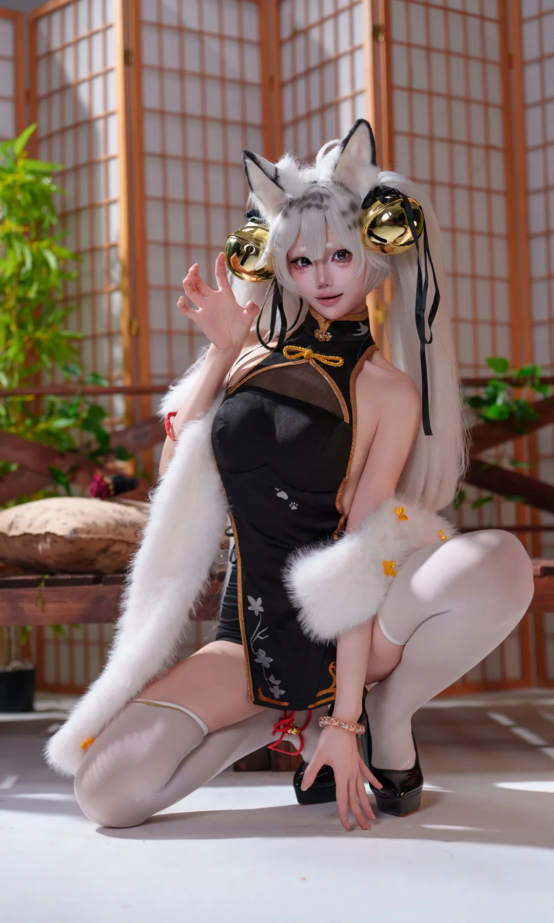 白虎娘 コスプレ, 虎嘯風生, 獣耳娘コスプレ, 和風スタジオ撮影, 獣娘撮影 - 2枚目