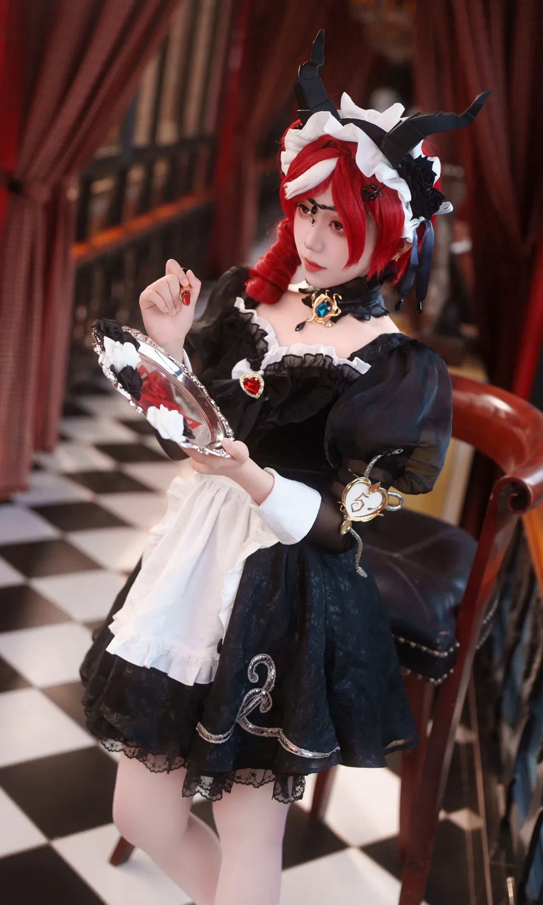 第五人格, 二次元写真, 祭司绯cos, 哥特风女仆装, 暗黑系cosplay - 第4张
