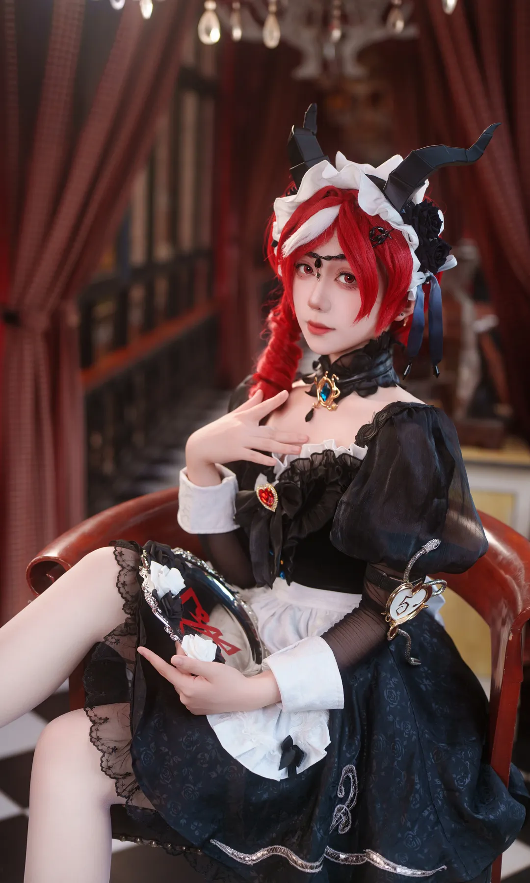 第五人格, 二次元写真, 祭司绯cos, 哥特风女仆装, 暗黑系cosplay - 第5张