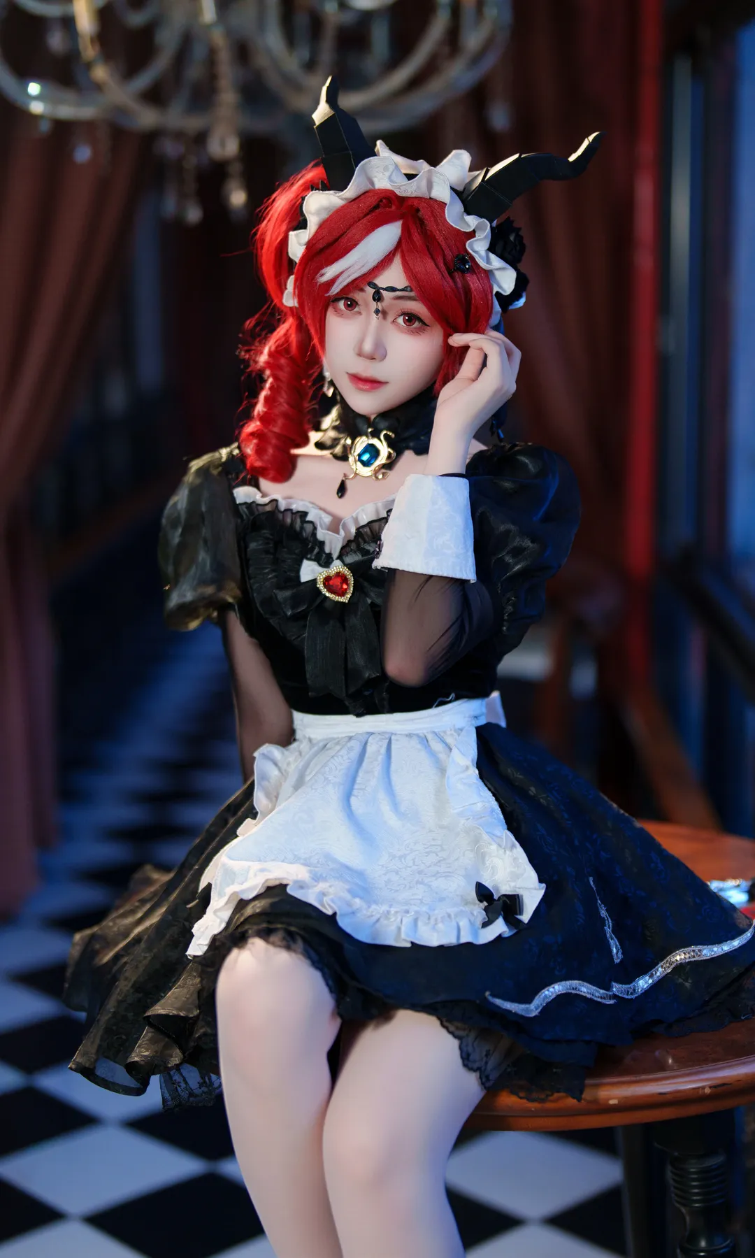 第五人格, 二次元写真, 祭司绯cos, 哥特风女仆装, 暗黑系cosplay - 第6张