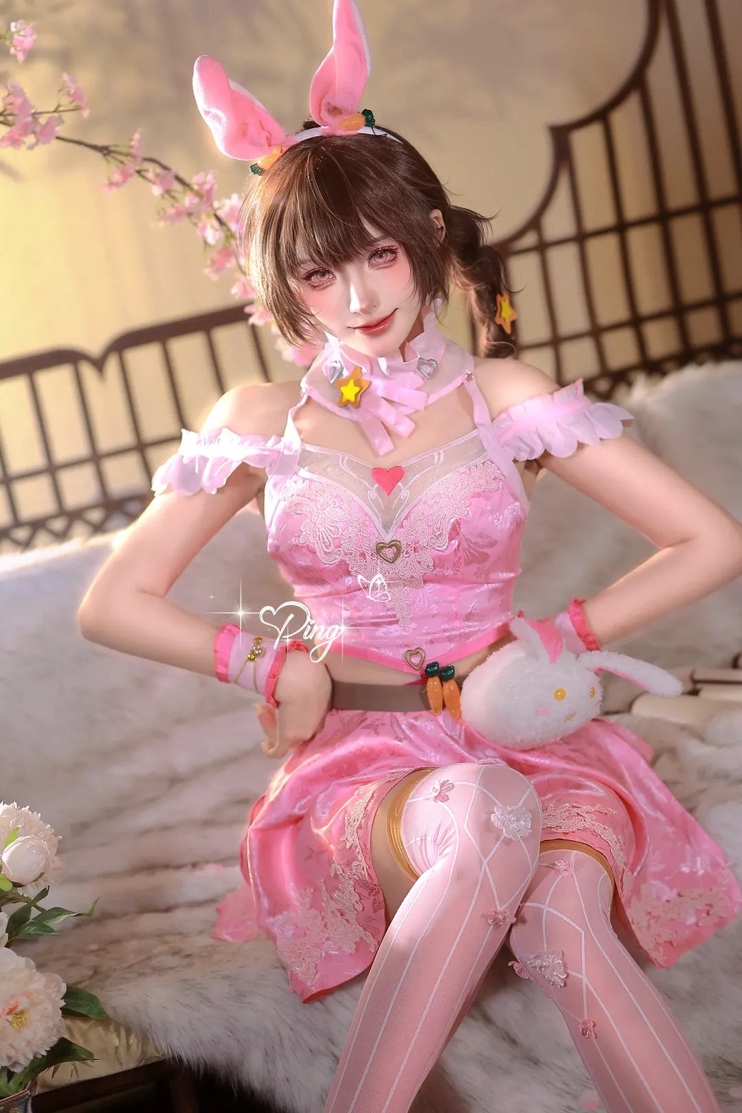 斗罗大陆, 兔耳少女, 国漫cosplay, 小舞cos, 粉系穿搭