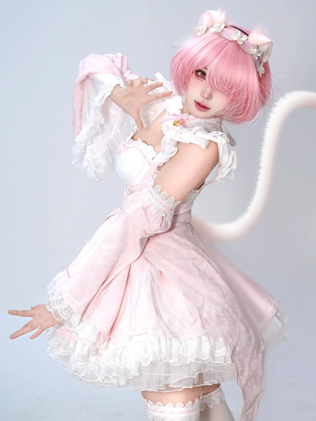Re:ゼロから始める異世界生活, ポーズ参考, 白ホリ撮影, ラムコスプレ, 猫娘の独自設定 - 5枚目