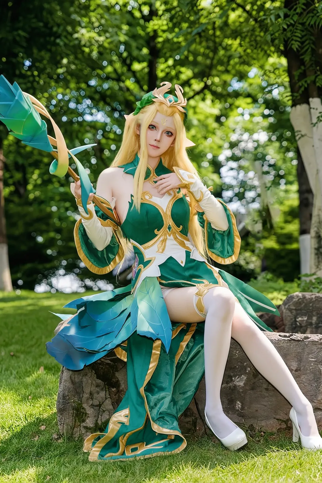 Honor of Kings, Wang Zhaojun cosplay, Elf Princess, Spring cosplay, Outdoor photography