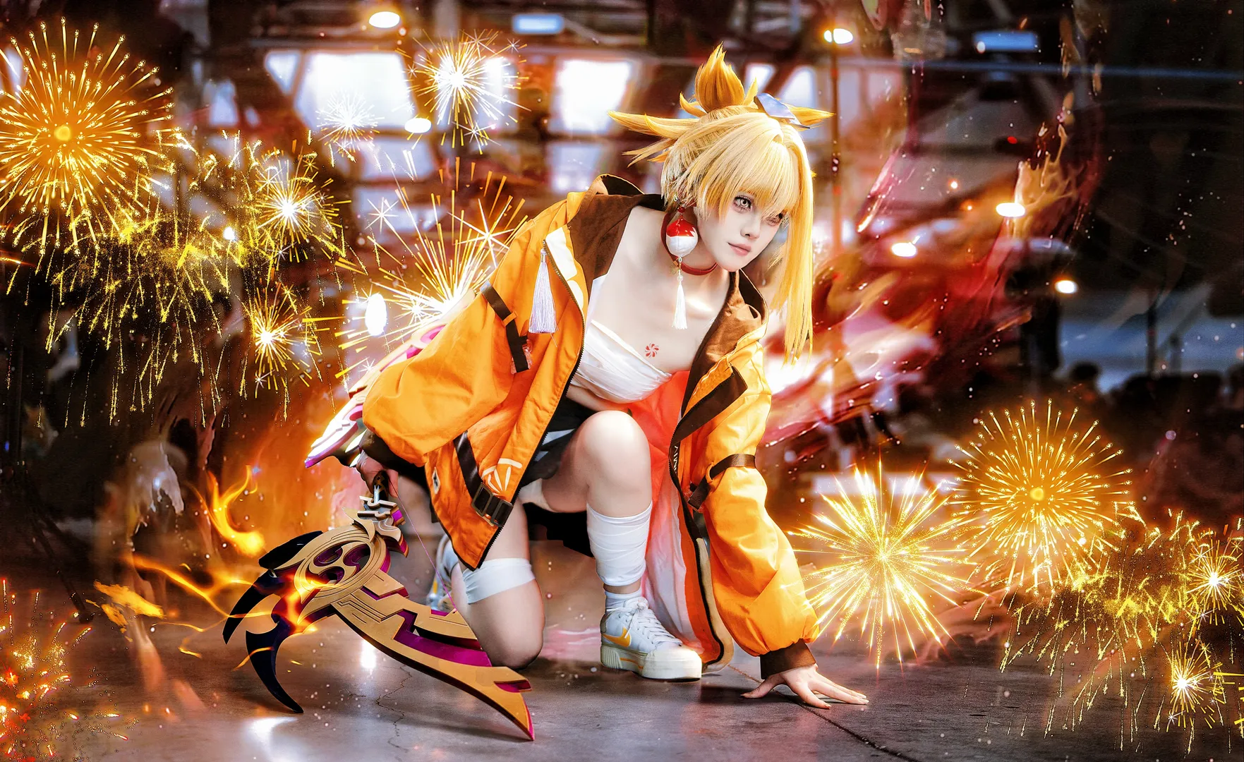原神, 场照, 二次元cosplay, 宵宫cos, 烟花特效 - 第2张