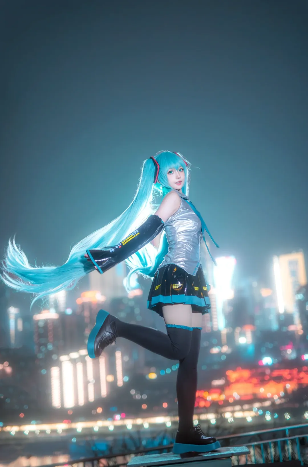 cos正片, 初音未来, 初音未来cos, 重庆约拍, 夜景写真 - 第1张