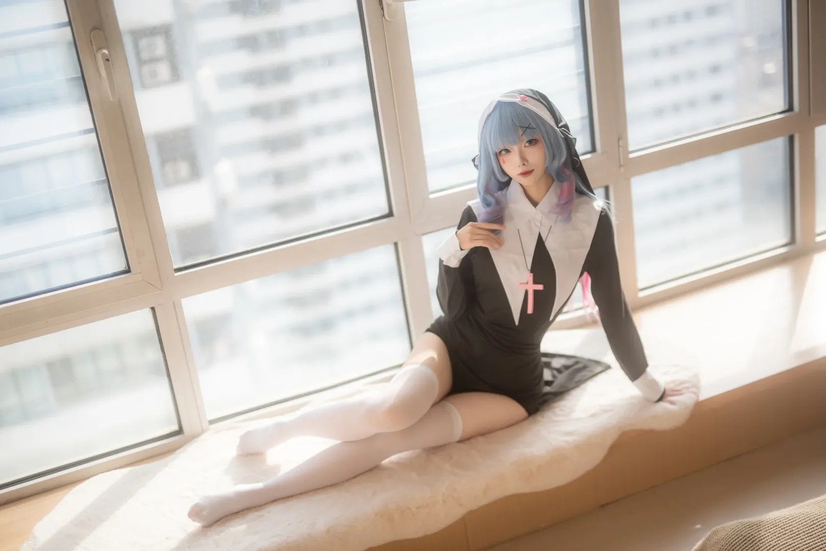 初音未来cos, 人像摄影, 兔子洞, 修女cos, 青岛约拍