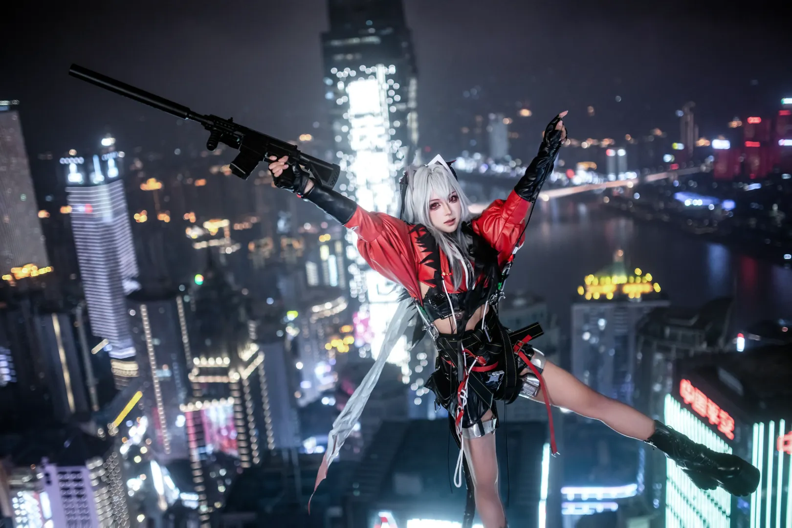 コスプレ, ポートレート, 屋上撮影, 重慶の夜景, 都市撮影
