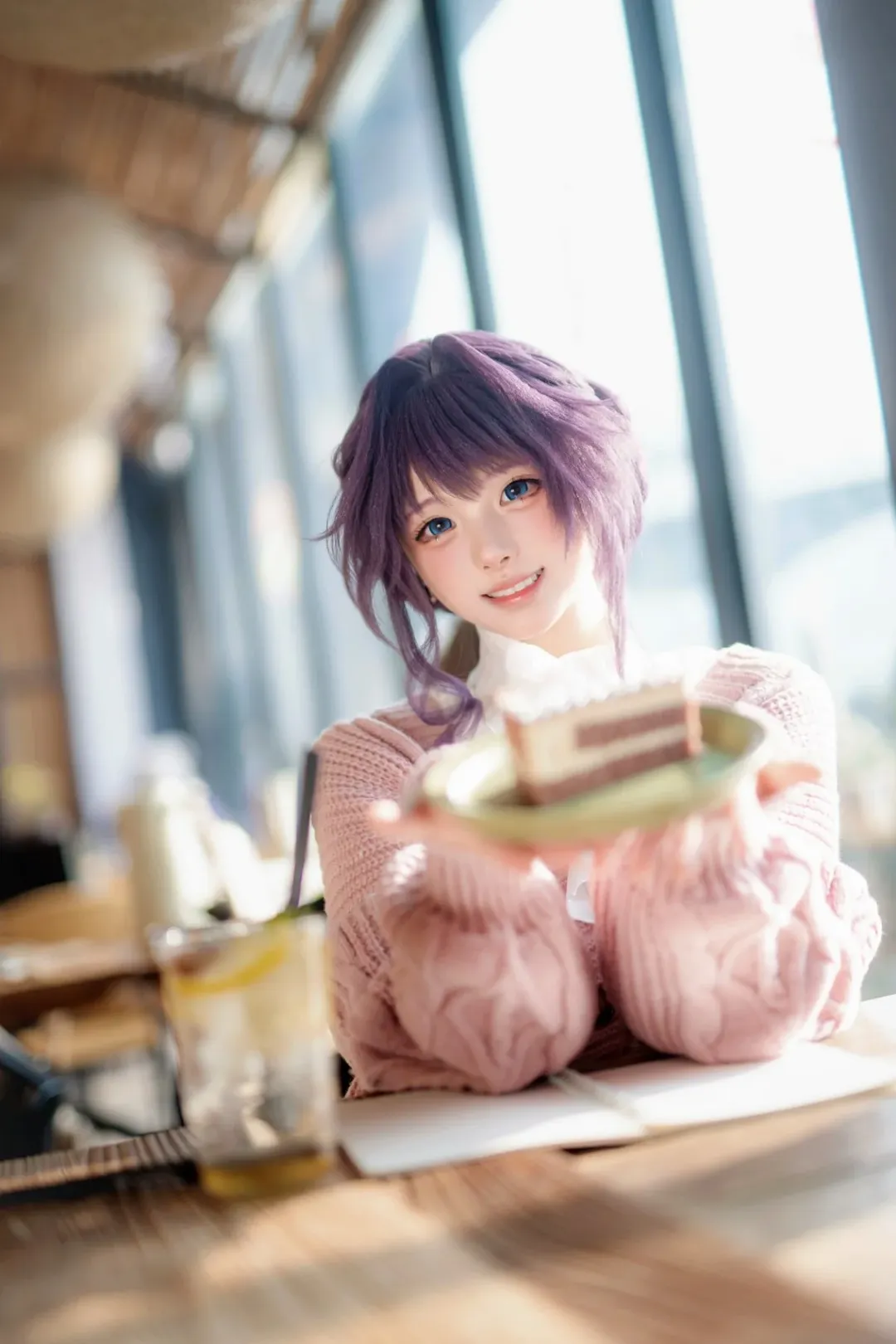 cosplay, 日系写真, 紫发cos, 书店摄影, 毛衣穿搭 - 第9张