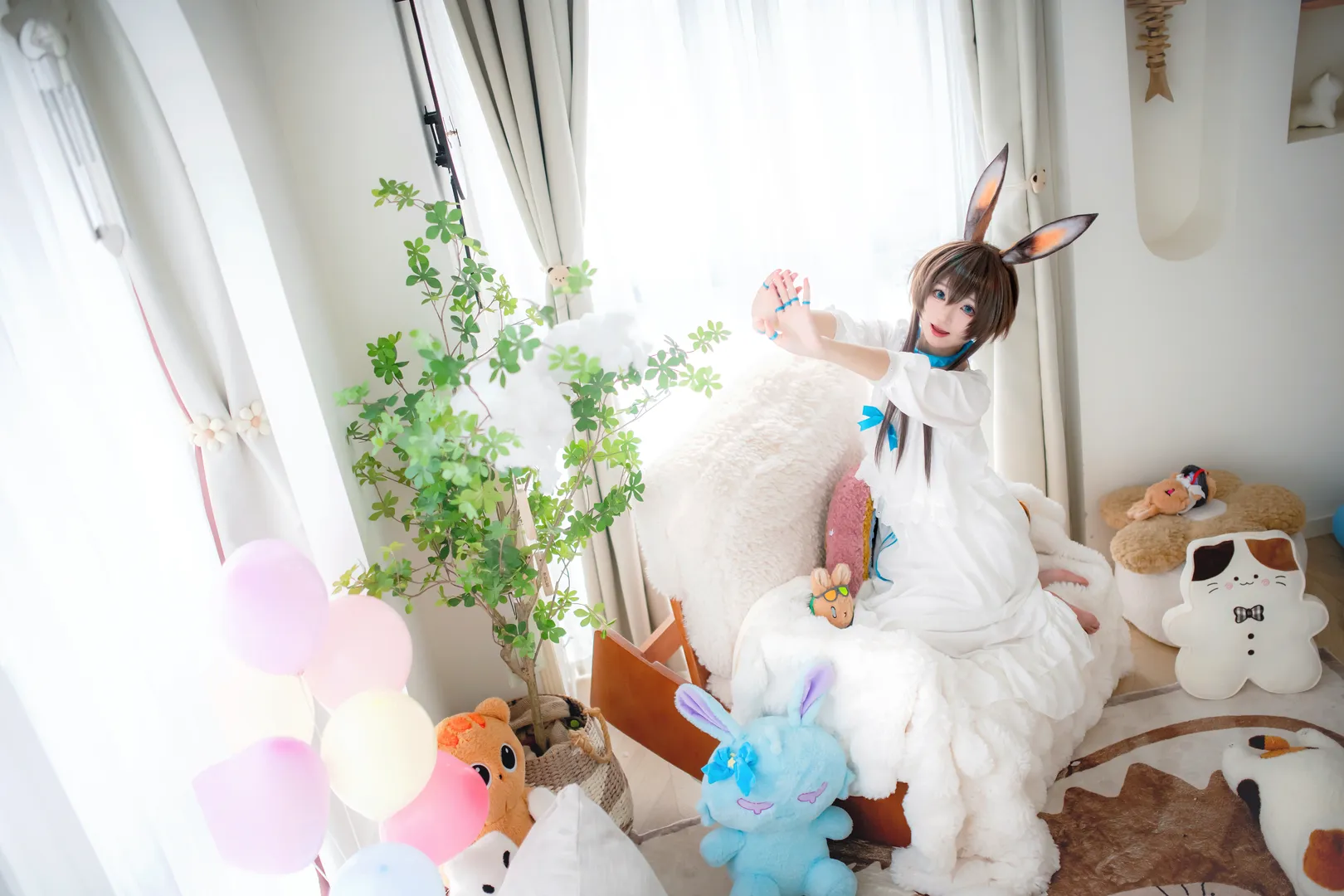Anime-style photography, Arknights, Amiya cosplay, Amiya pajamas cosplay, Loungewear cosplay - Image 4