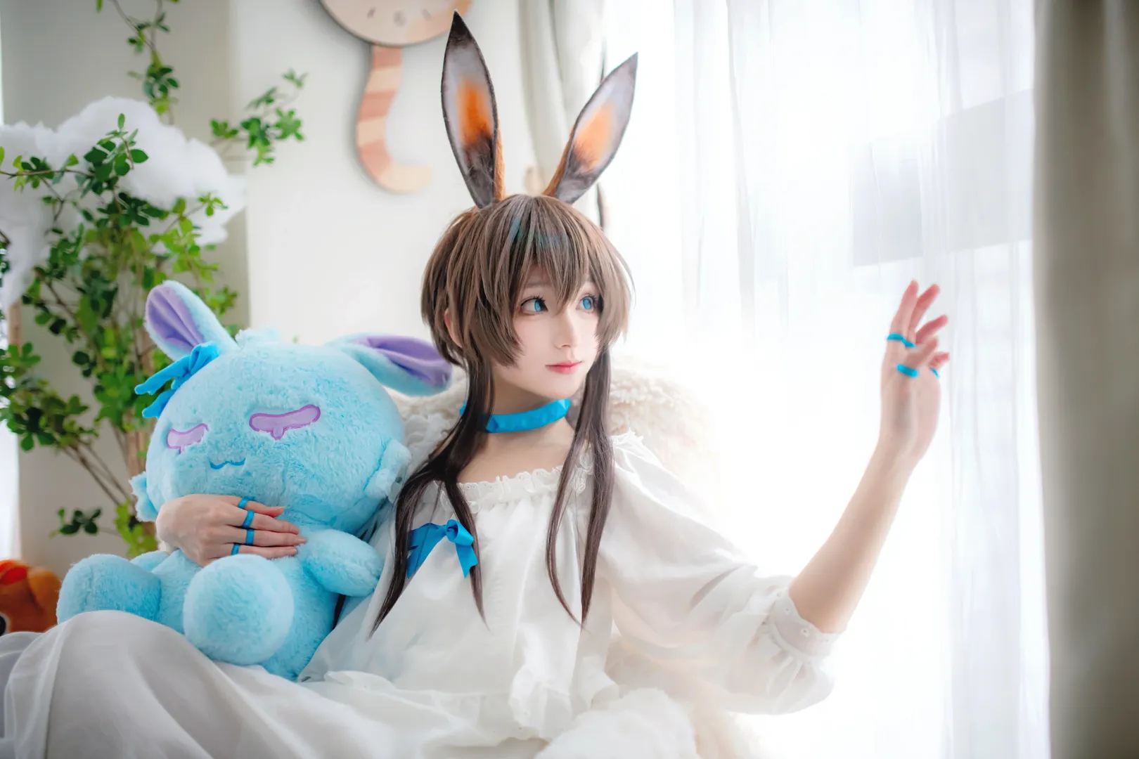 Anime-style photography, Arknights, Amiya cosplay, Amiya pajamas cosplay, Loungewear cosplay