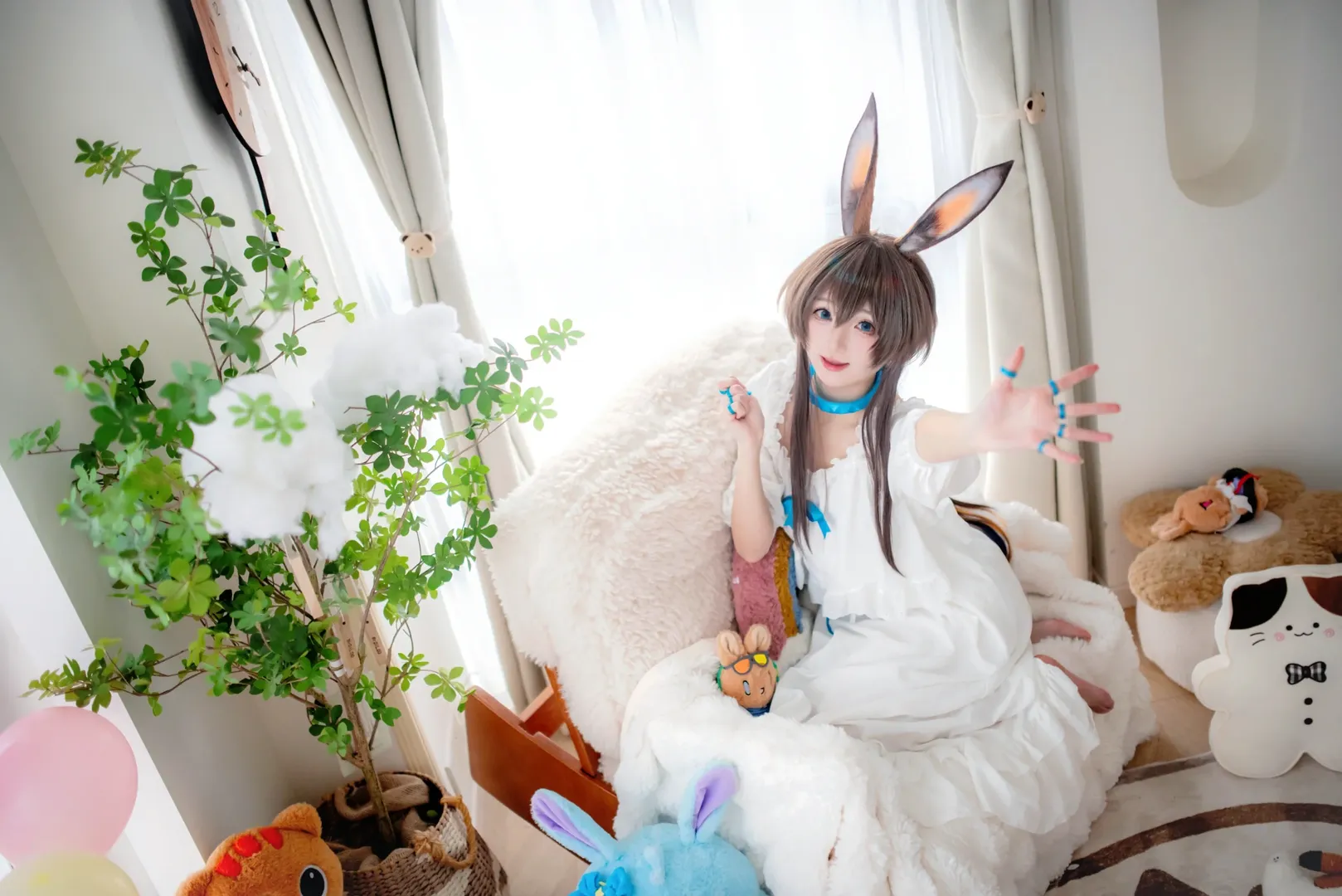 Anime-style photography, Arknights, Amiya cosplay, Amiya pajamas cosplay, Loungewear cosplay - Image 6