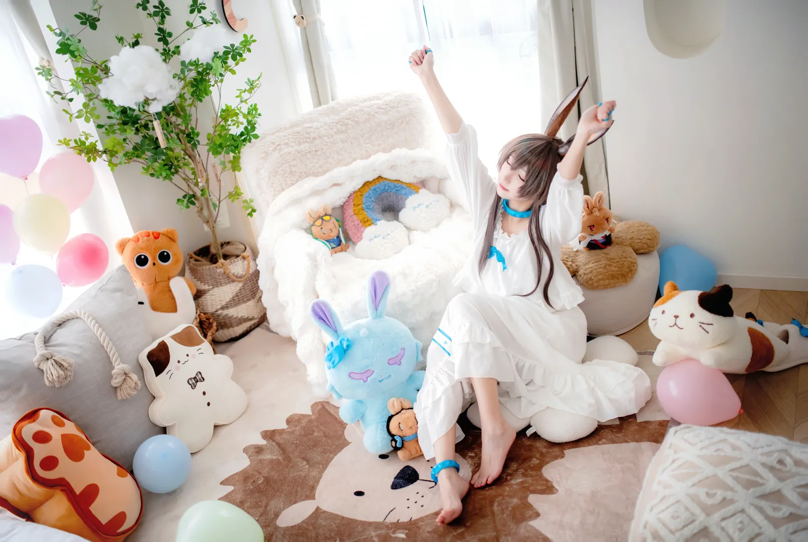 Anime-style photography, Arknights, Amiya cosplay, Amiya pajamas cosplay, Loungewear cosplay - Image 7