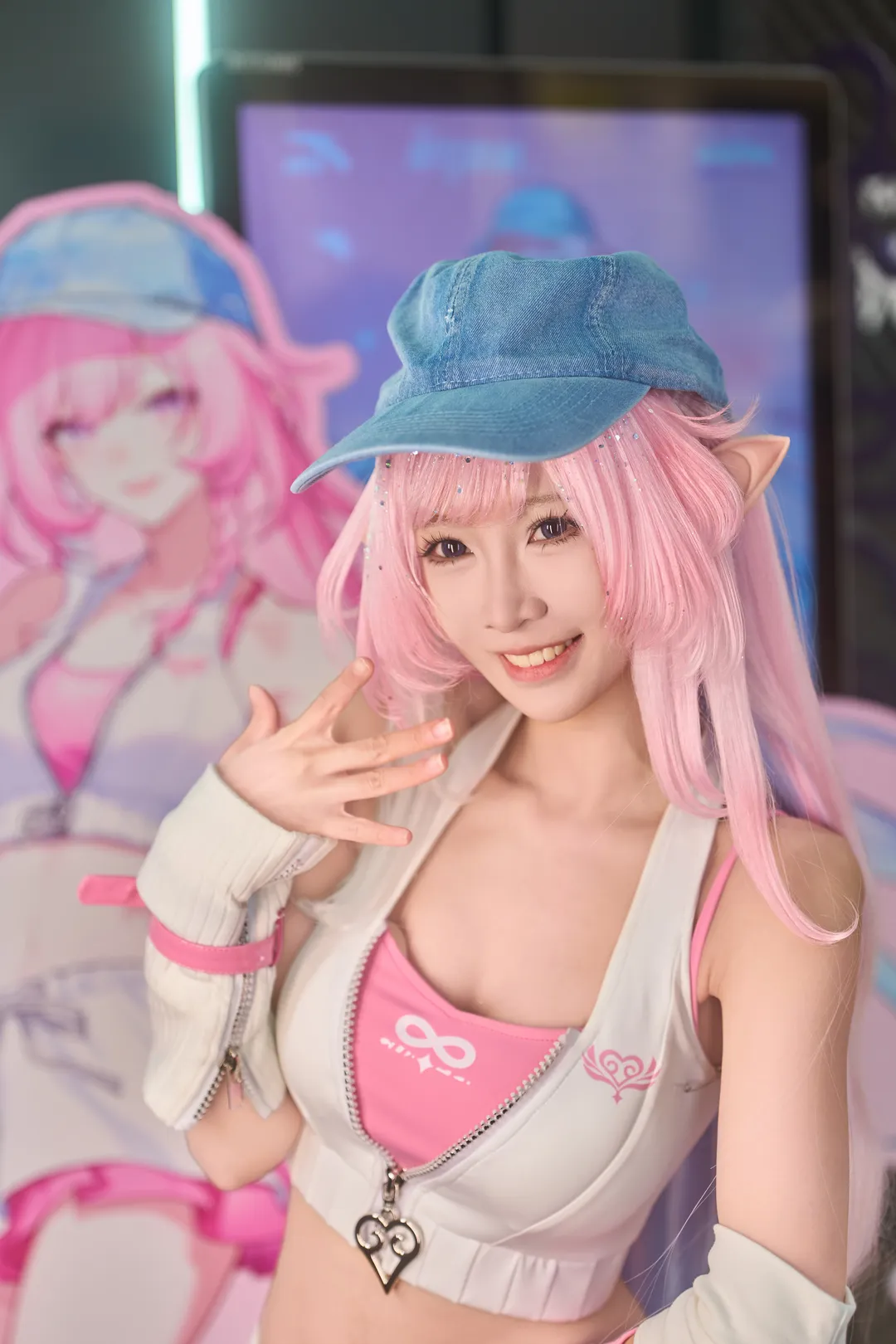 昔涟cos, 崩坏星穹铁道, 运动风cosplay, 安踏星穹铁道联名, 粉发精灵耳