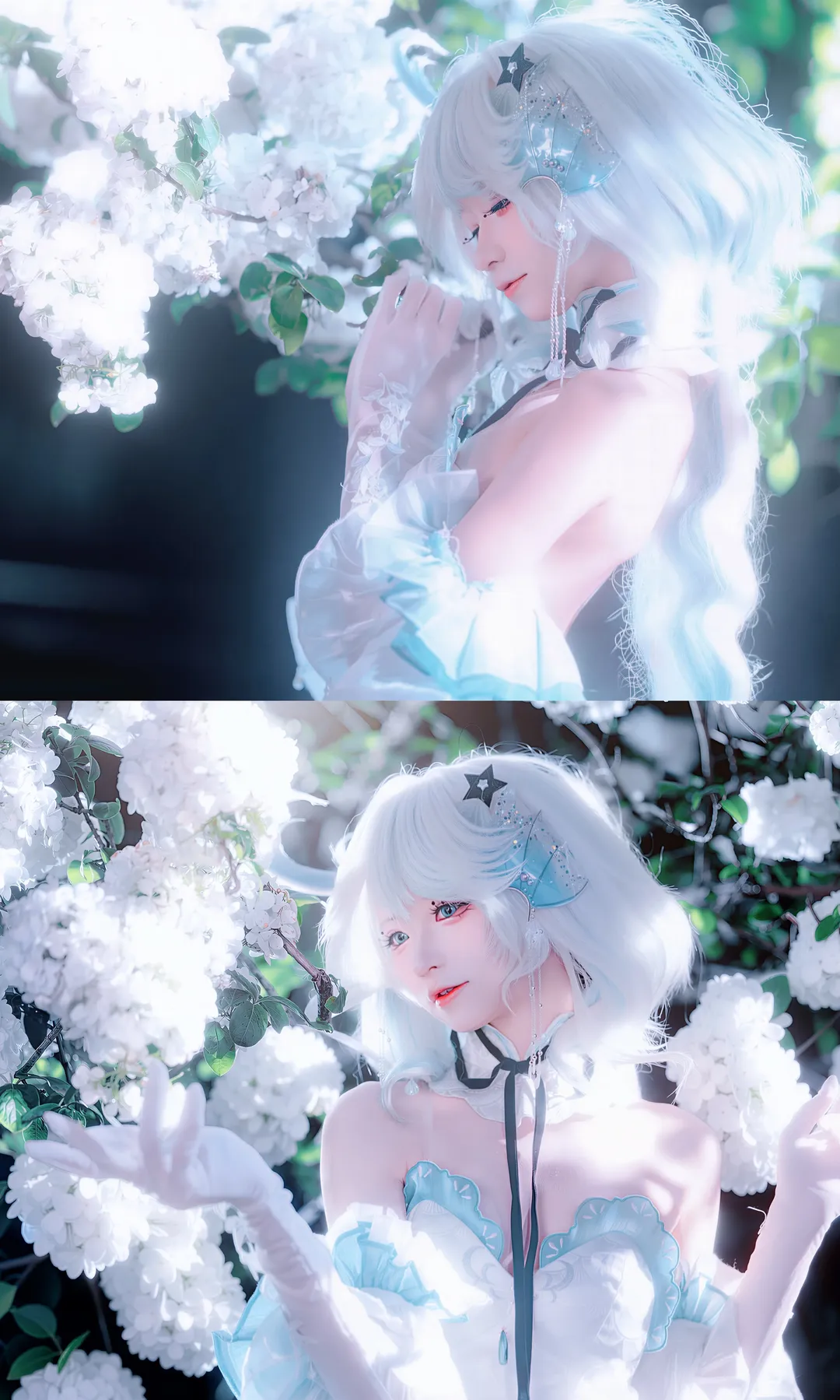 原神, フリーナ コスプレ, 夢幻的な雰囲気, コスプレ撮影, 白髪コスプレ - 2枚目