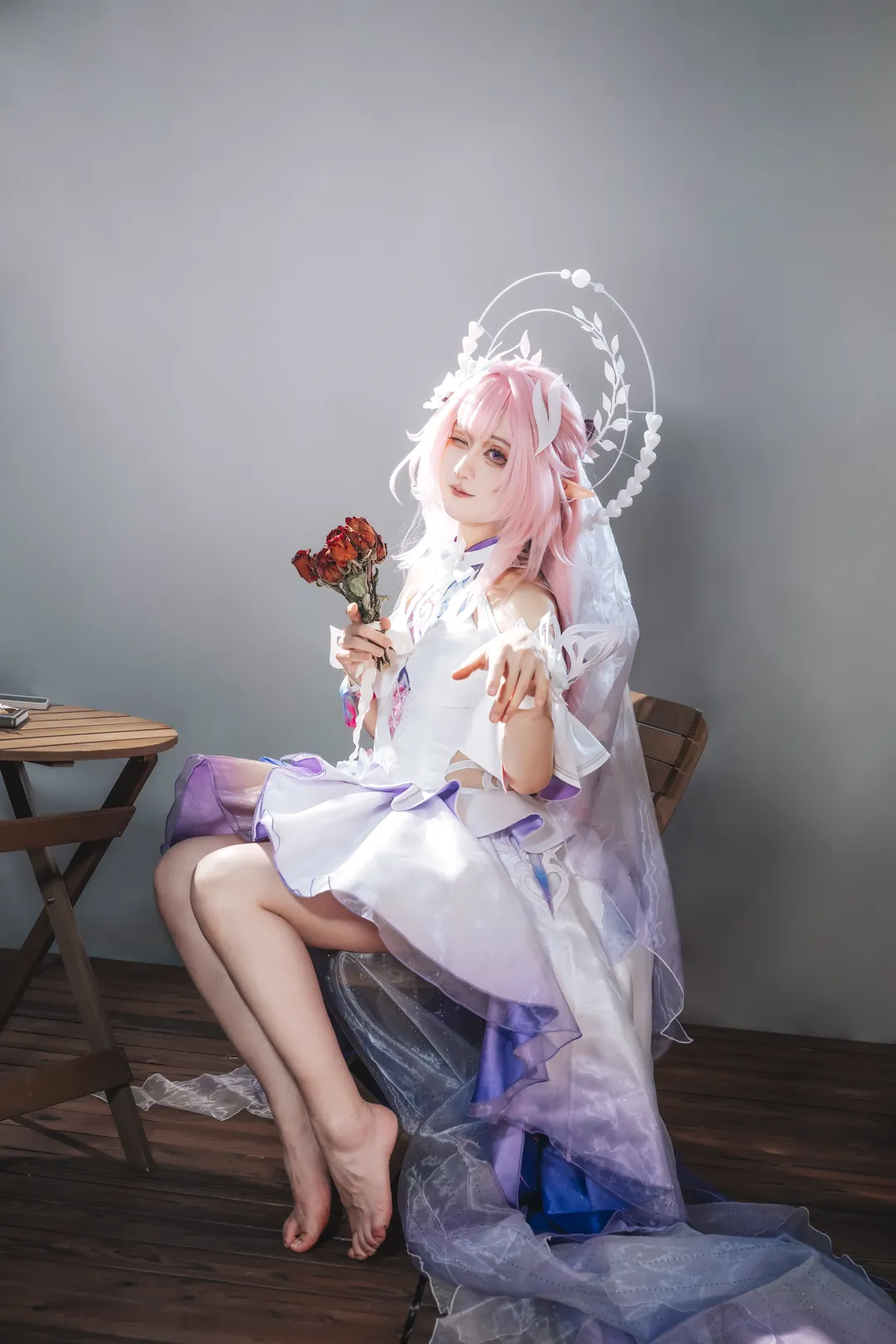 昔涟cos, 崩坏星穹铁道, cosplay摄影, 精灵少女妆造, 反光纱裙穿搭 - 第8张
