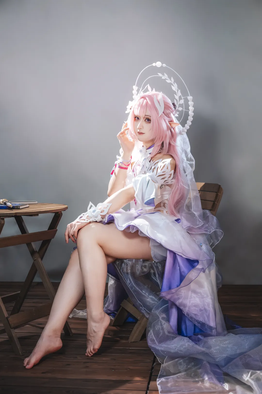昔涟cos, 崩坏星穹铁道, cosplay摄影, 精灵少女妆造, 反光纱裙穿搭 - 第9张