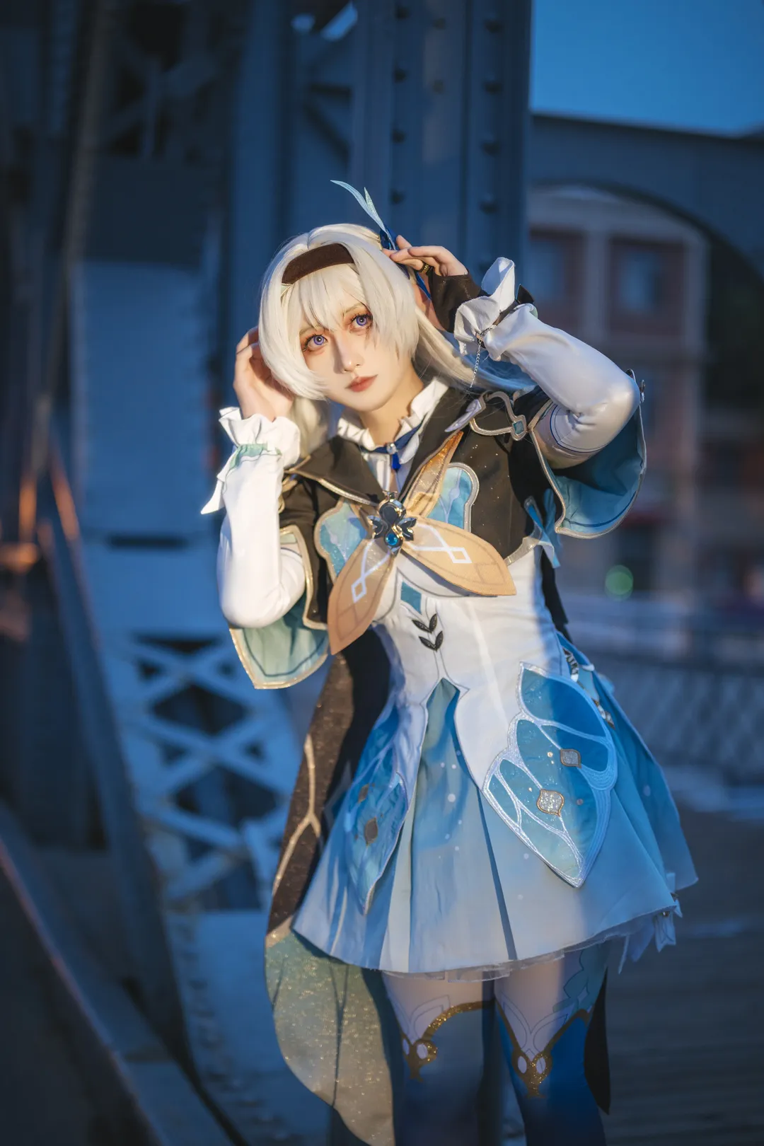 崩坏星穹铁道, 流萤cos, 蓝调时刻, 夜景拍照, cosplay摄影 - 第5张