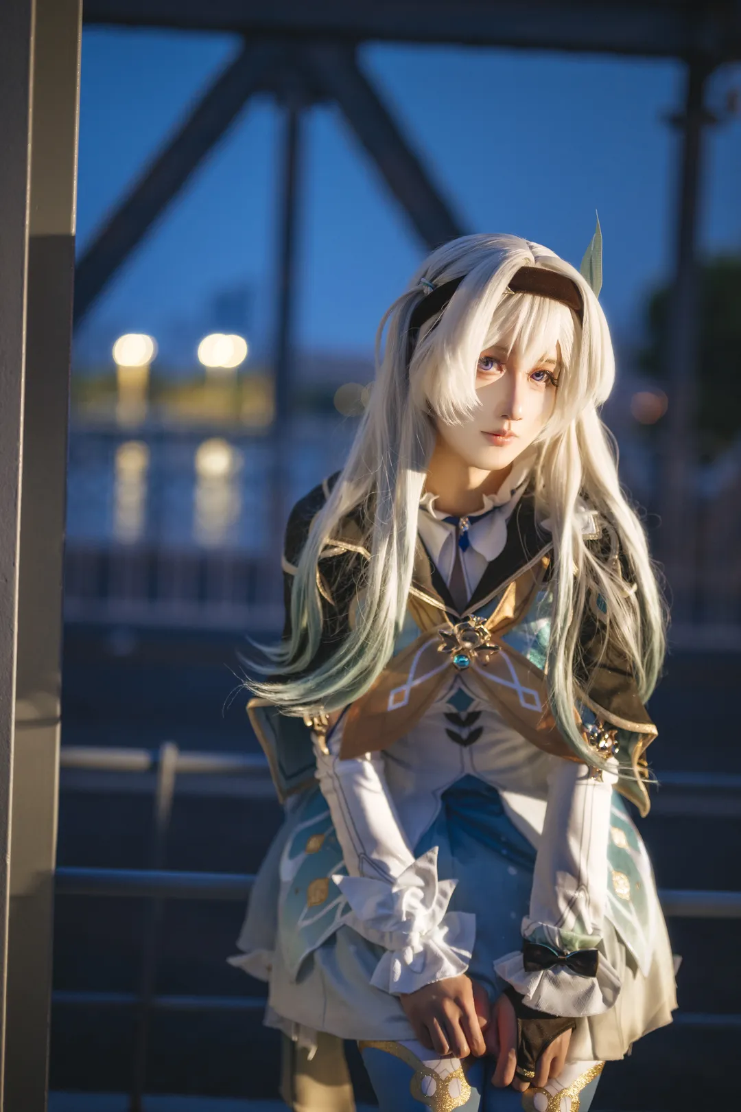 崩坏星穹铁道, 流萤cos, 蓝调时刻, 夜景拍照, cosplay摄影 - 第6张