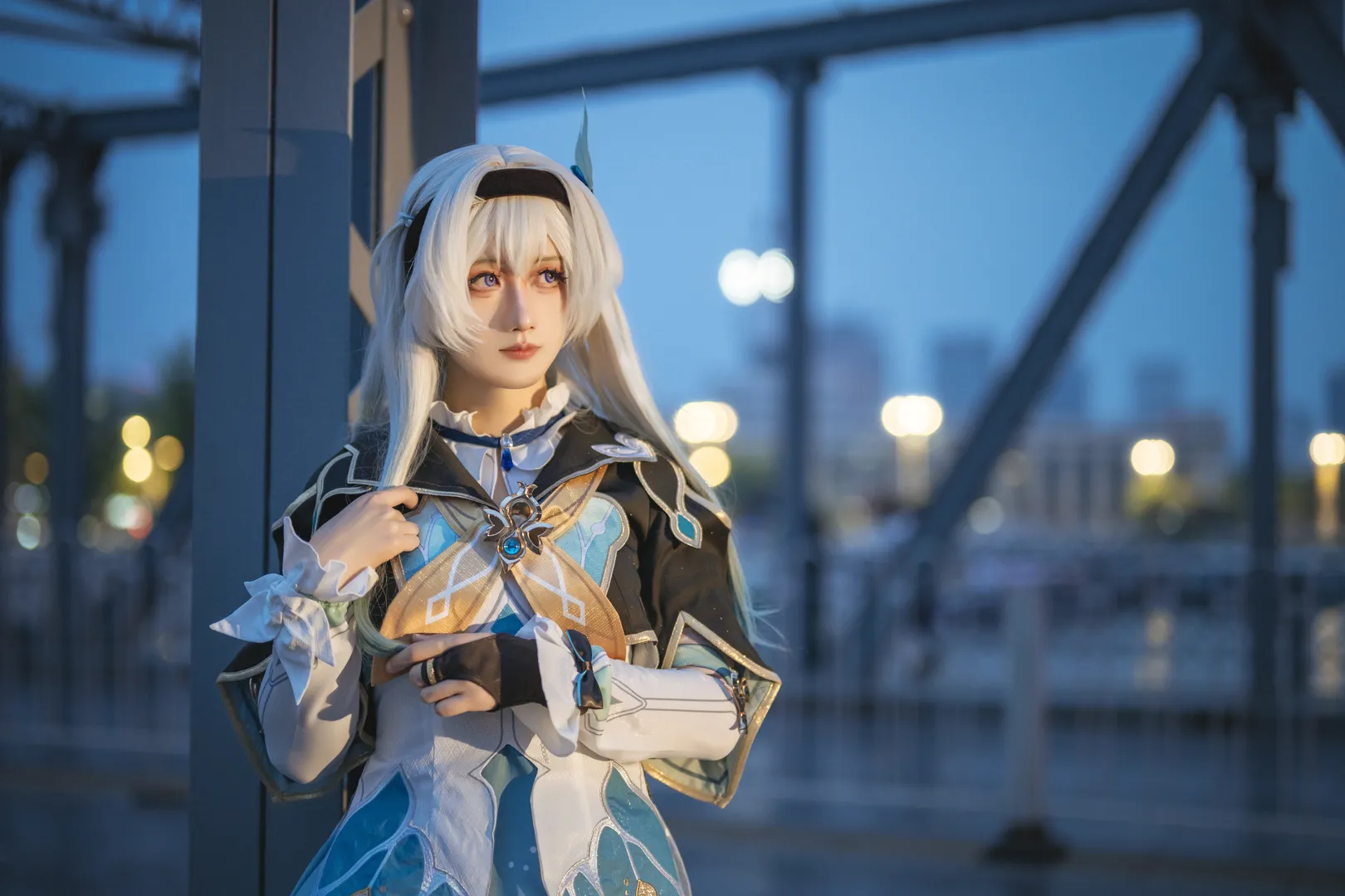 崩坏星穹铁道, 流萤cos, 蓝调时刻, 夜景拍照, cosplay摄影 - 第9张