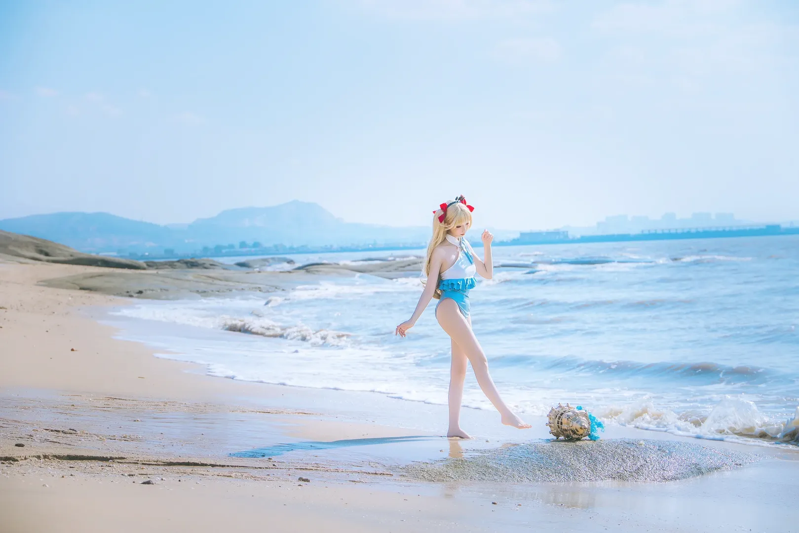 海边摄影, Fate/Grand Order, cosplay日常, 艾蕾cos, 泳装艾蕾 - 第17张