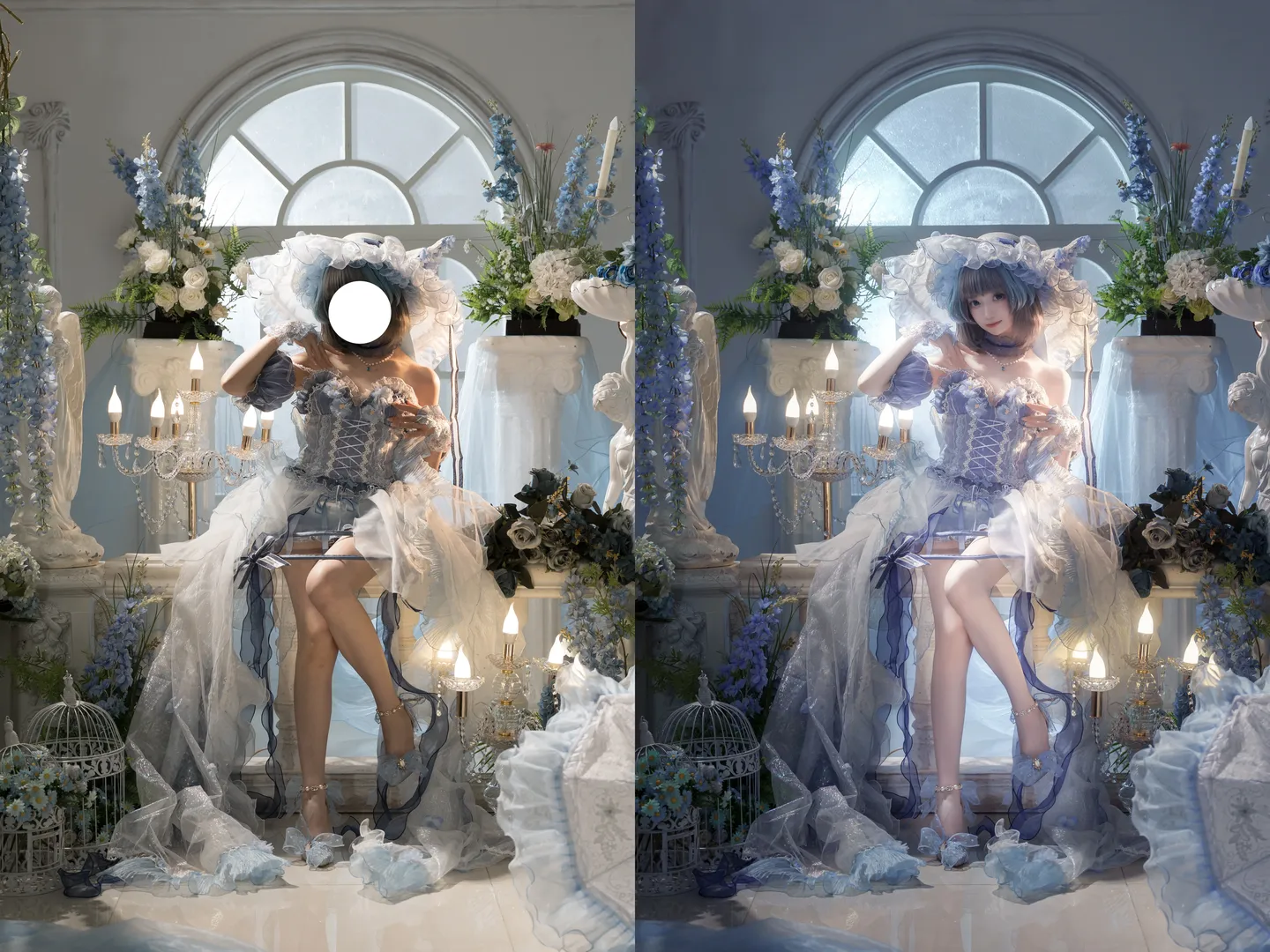 コスプレレタッチ, 雰囲気のある写真加工, 柔らかな光の質感, 萌え系フェイスレタッチ, レタッチ前後の比較