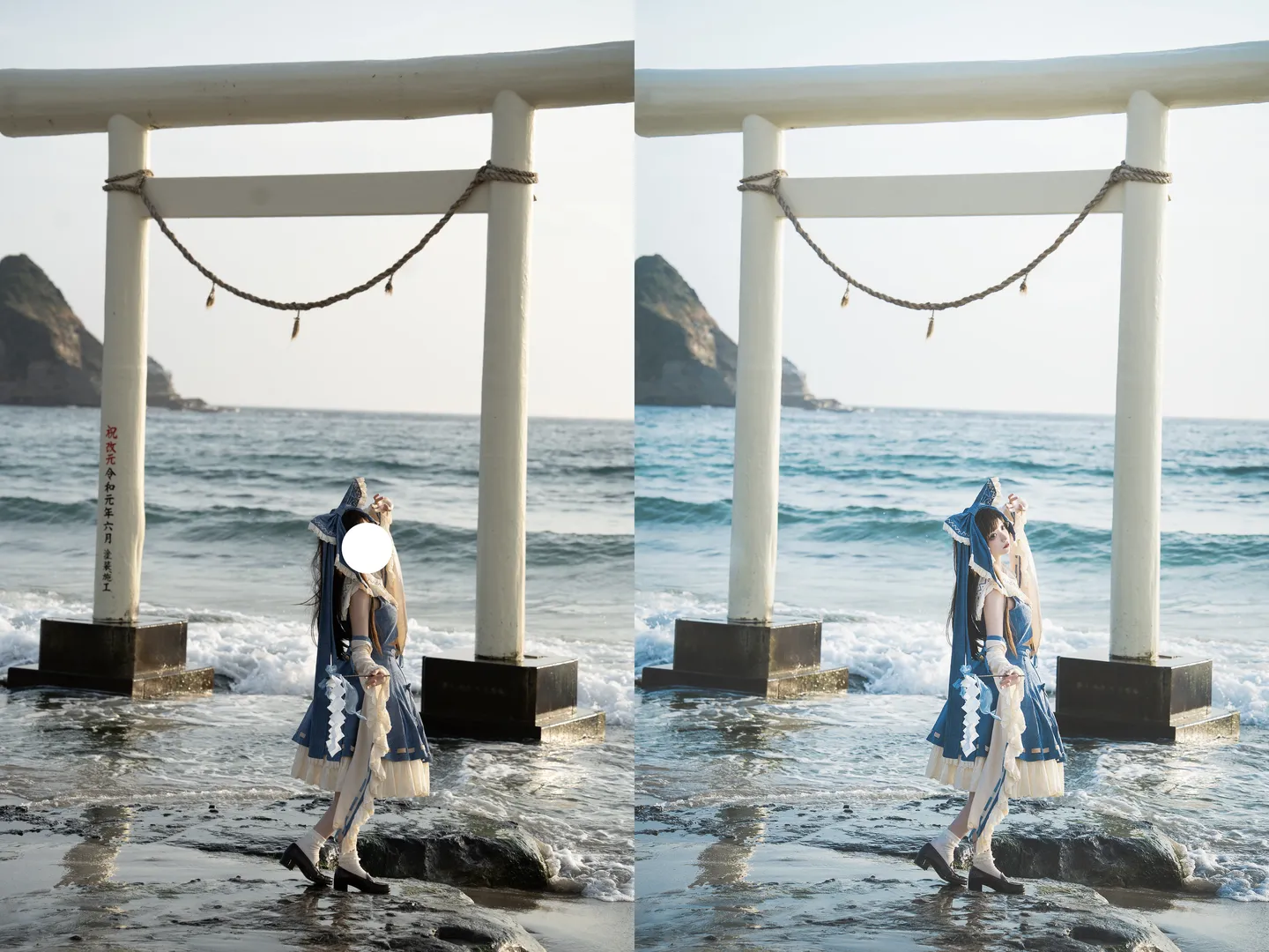 cosplay后期, 氛围感修图, 柔光质感, 萌系修脸, 修图前后对比 - 第2张