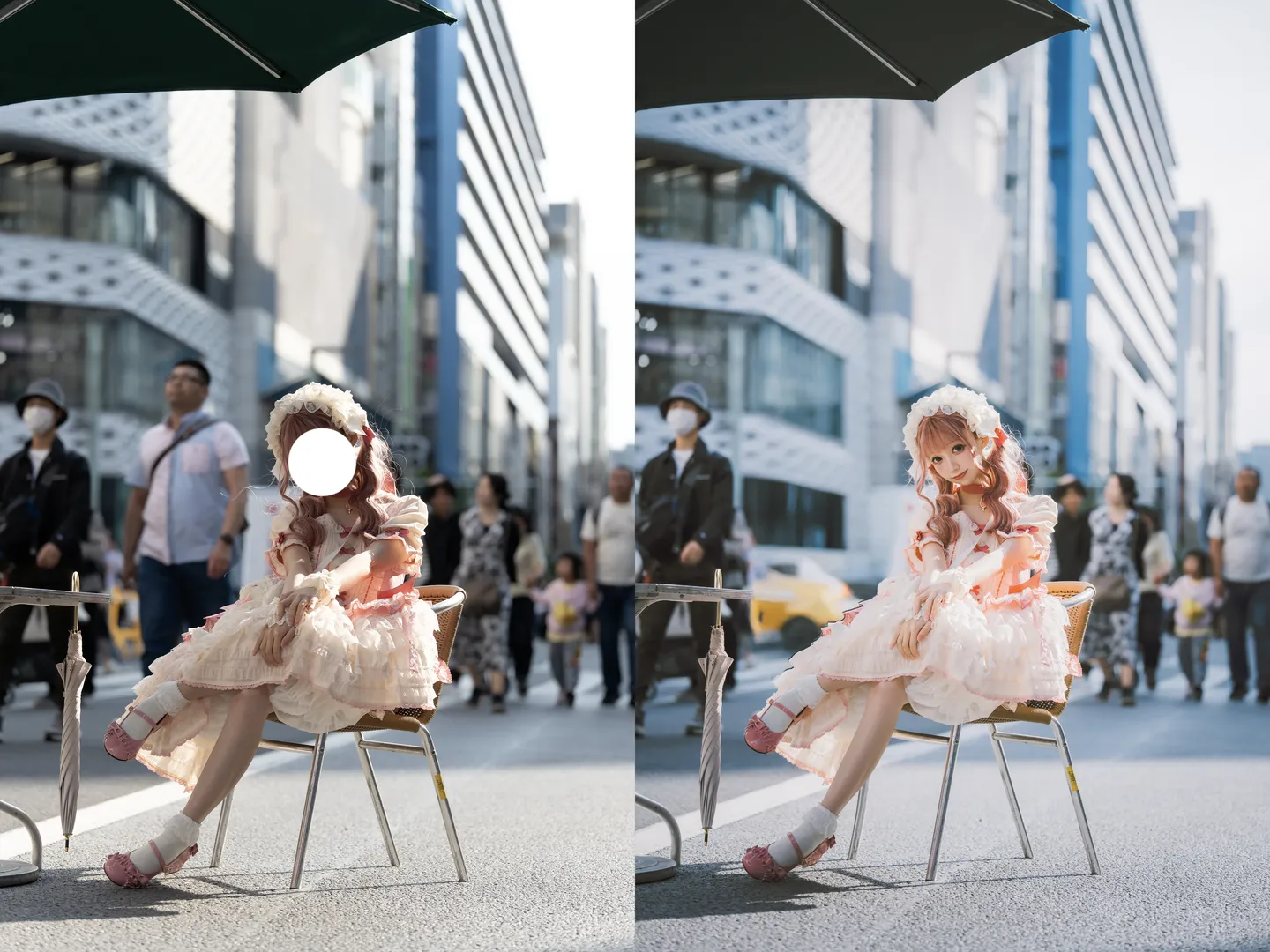 cosplay后期, 氛围感修图, 柔光质感, 萌系修脸, 修图前后对比 - 第6张