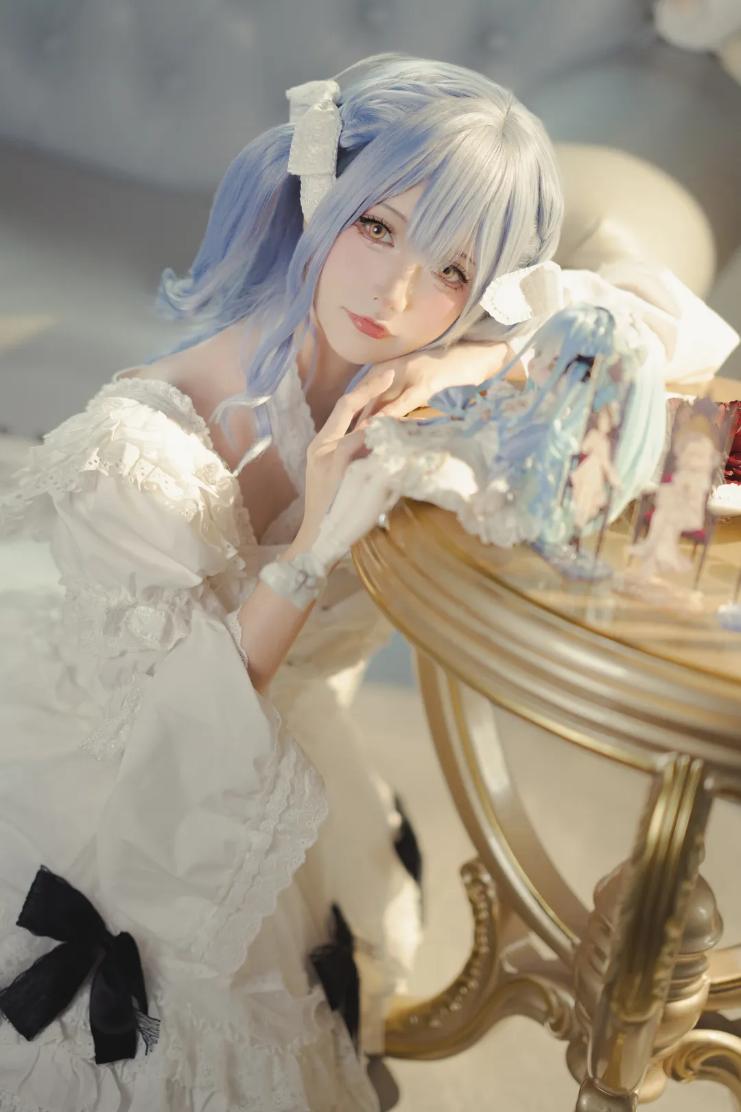 Aesthetic photography, cosplay, Togawa Sakiko, Girl in a dream, Lace dress