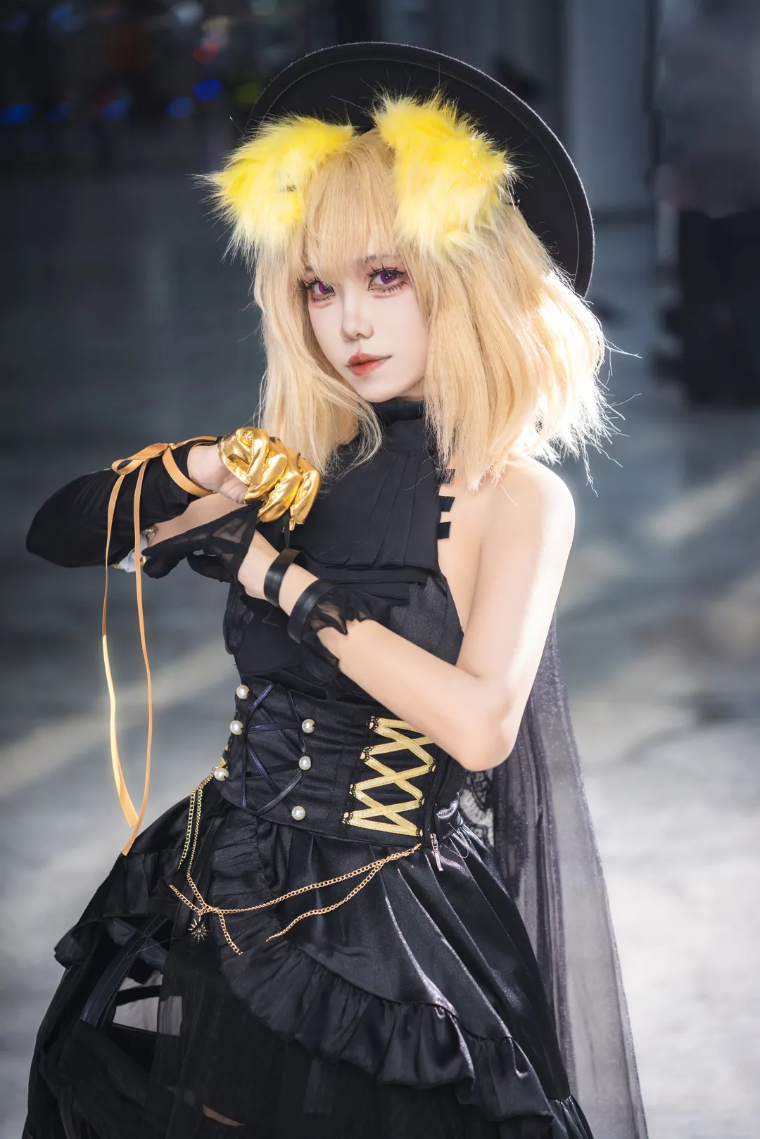 明日方舟, 三角初华cos, 哥特风穿搭, cosplay摄影, 笼中歌者 - 第4张