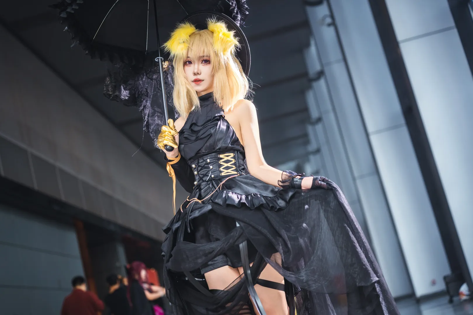 明日方舟, 三角初华cos, 哥特风穿搭, cosplay摄影, 笼中歌者 - 第6张