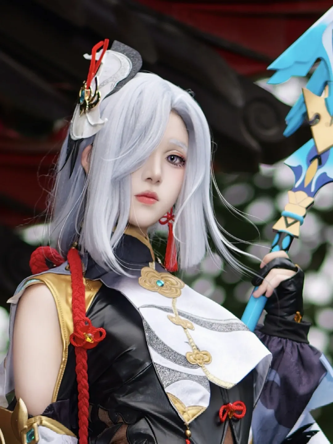 Genshin Impact, cosplay, Ancient style photography, Shenhe cosplay, Chinese garden - Image 1