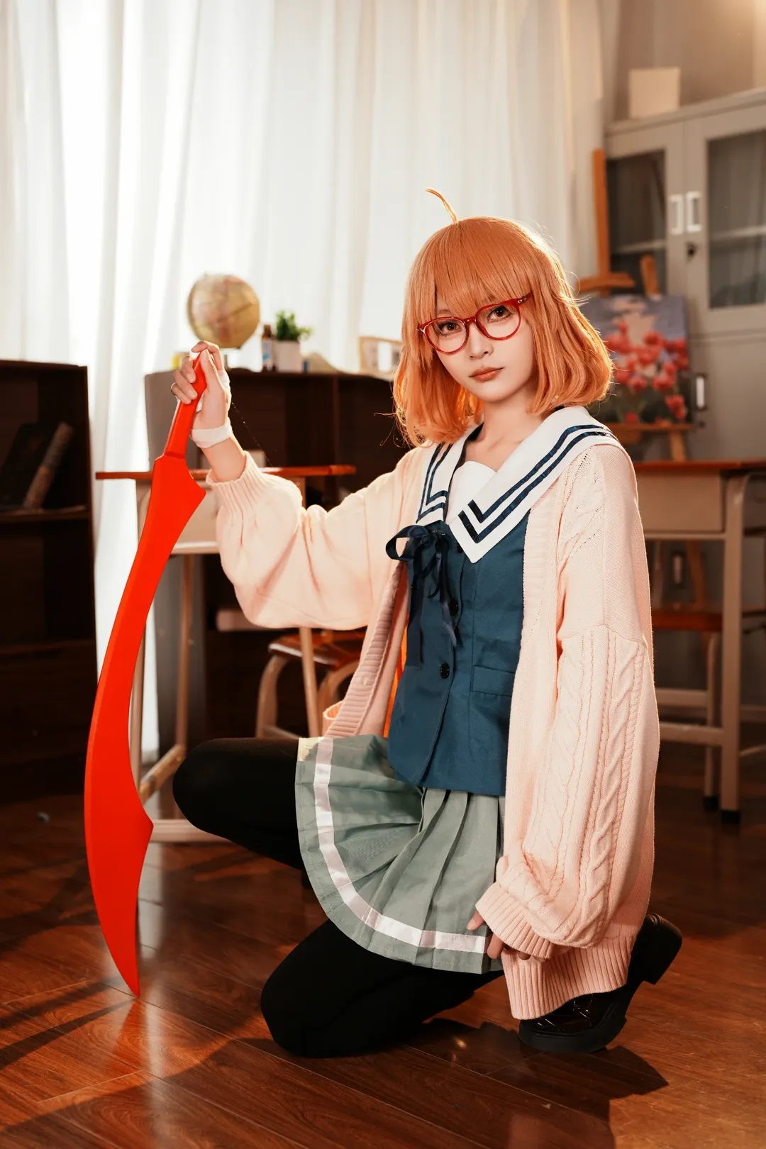 二次元cosplay, 校园摄影, 栗山未来cos, 境界的彼方, 红框眼镜 - 第11张