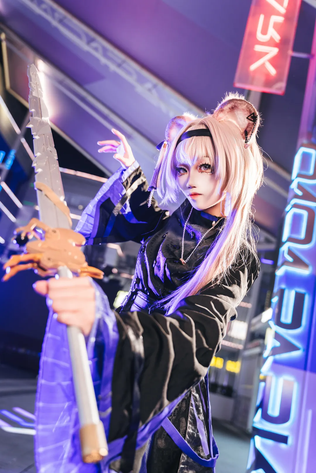 二次元cosplay, 明日方舟, 夜景摄影, 林雨霞cos, 霓虹光影 - 第6张