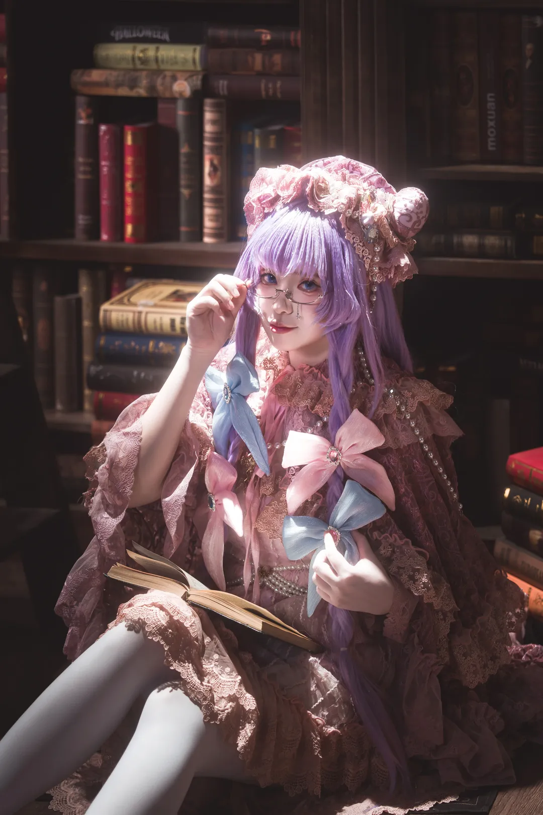 东方project, 帕秋莉cos, 不动的大图书馆, 紫发魔女, 图书馆写真