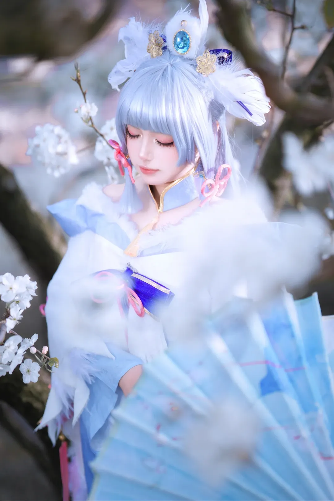 角色扮演, 原神, 神里绫华cos, 樱花氛围, 冬日写真 - 第2张