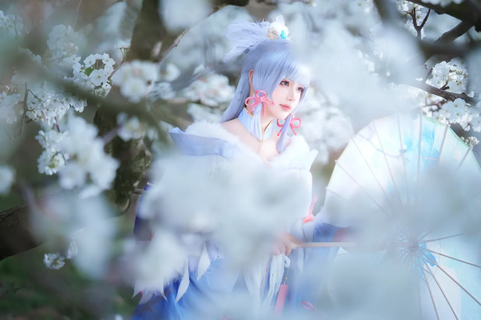 角色扮演, 原神, 神里绫华cos, 樱花氛围, 冬日写真 - 第4张