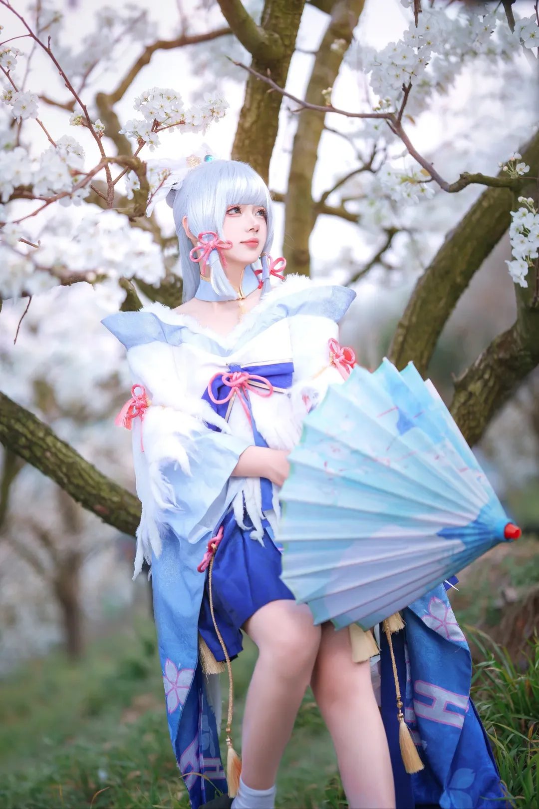 角色扮演, 原神, 神里绫华cos, 樱花氛围, 冬日写真 - 第6张