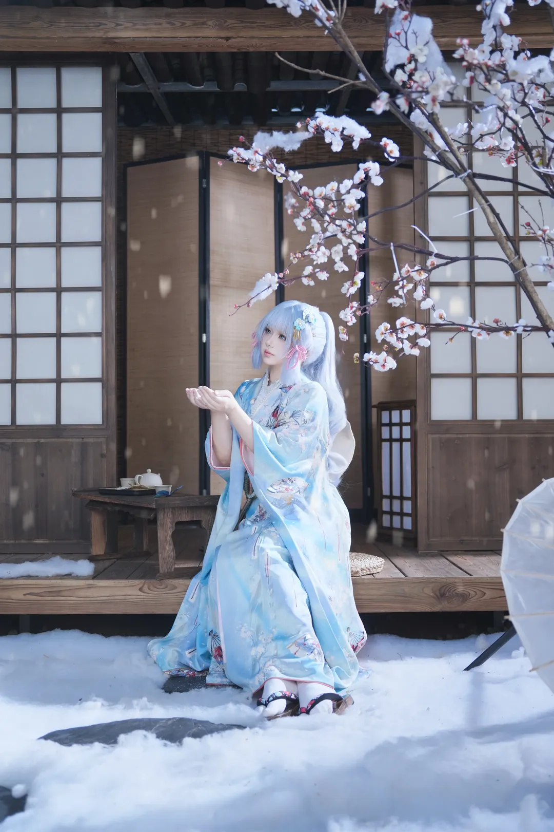 二次元, 原神, 和风, 神里绫华cos, 雪景