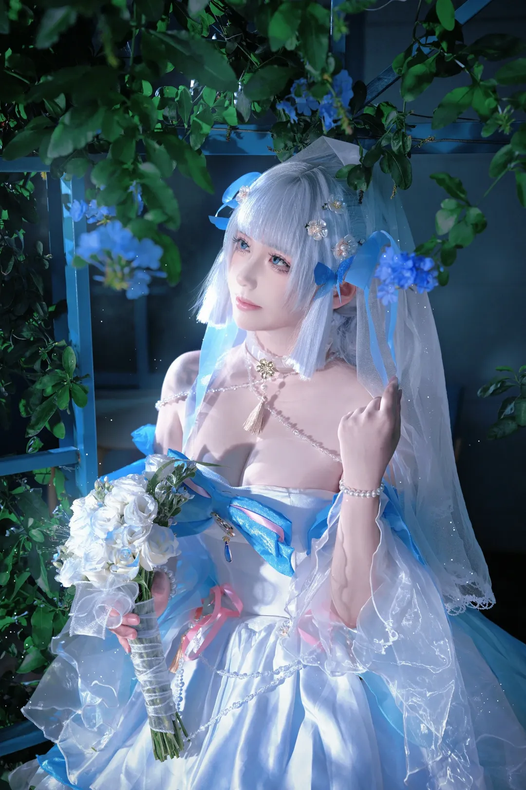2D, Genshin Impact, Aesthetic photography, Kamisato Ayaka cosplay, Bridal styling