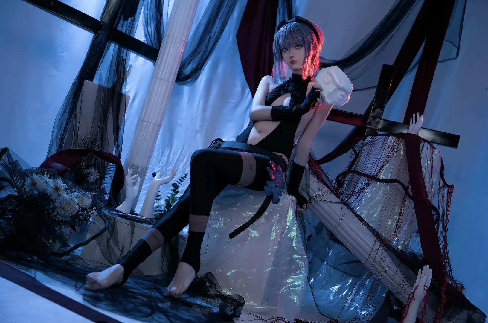 Fate系列, cosplay摄影, 暗黑风, 静谧哈桑cos, 双色光影 - 第2张