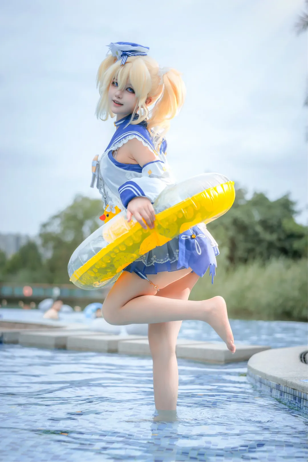 原神, 二次元摄影, 芭芭拉cos, 泳装cosplay, 夏日写真