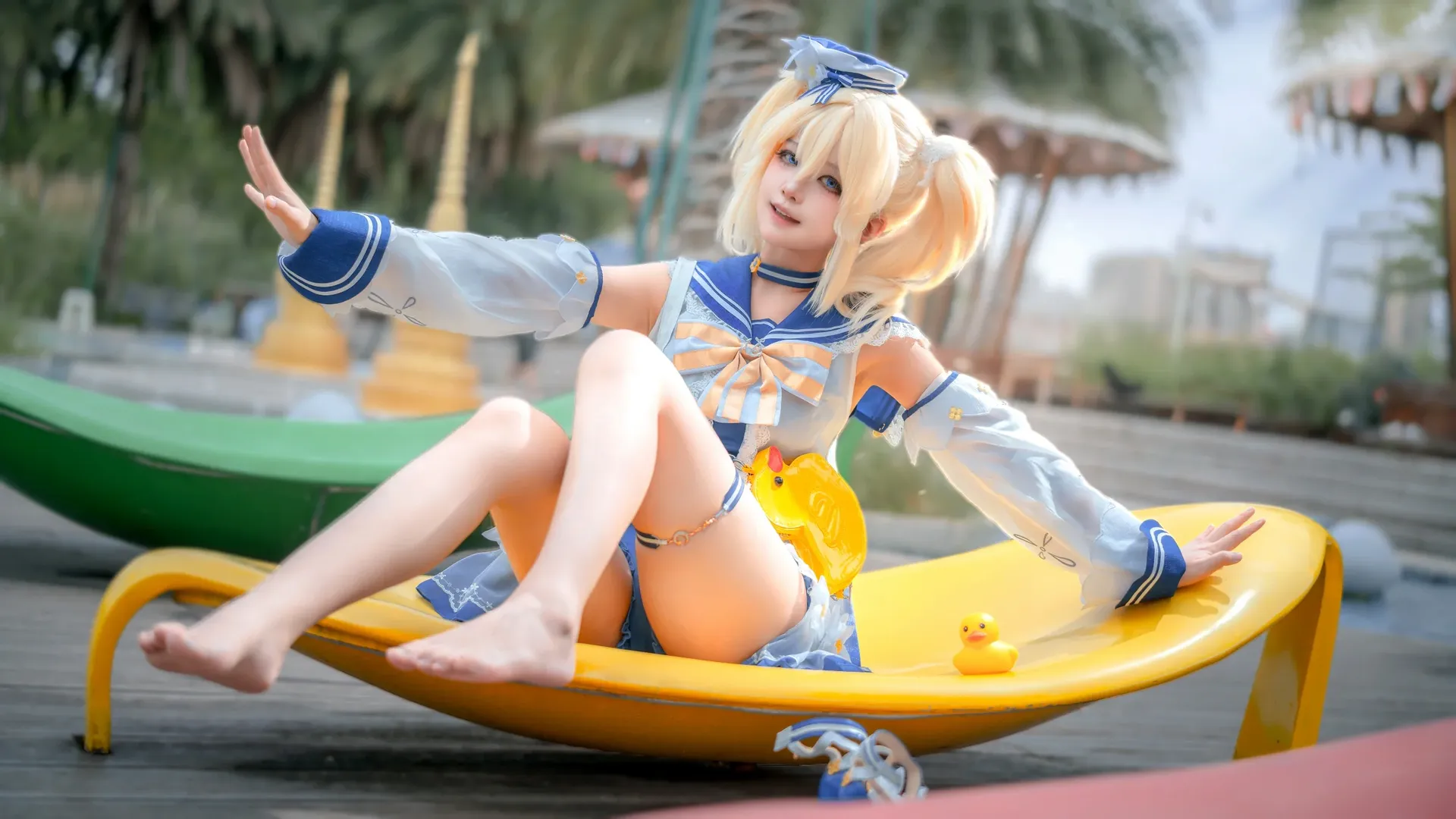 Genshin Impact, Anime-style photography, Barbara Cosplay, Swimsuit cosplay, Summer Film - Image 2