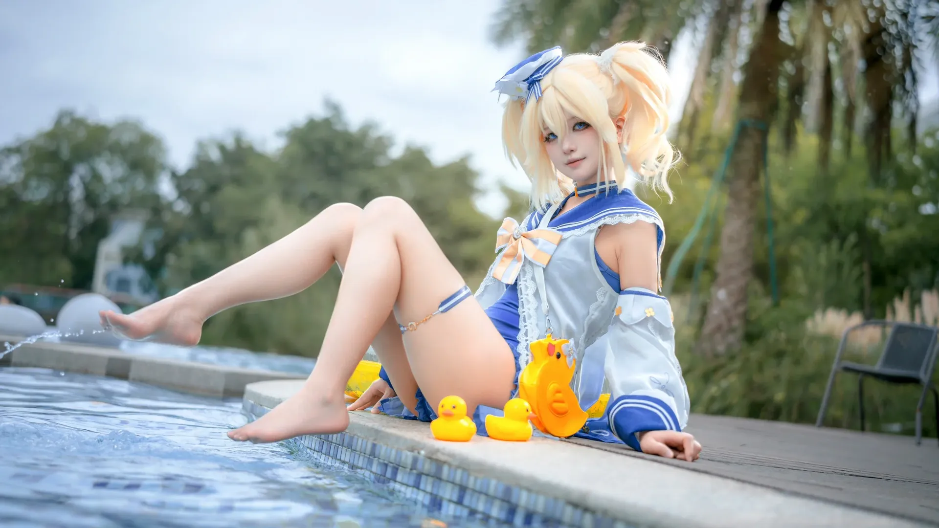 Genshin Impact, Anime-style photography, Barbara Cosplay, Swimsuit cosplay, Summer Film - Image 3